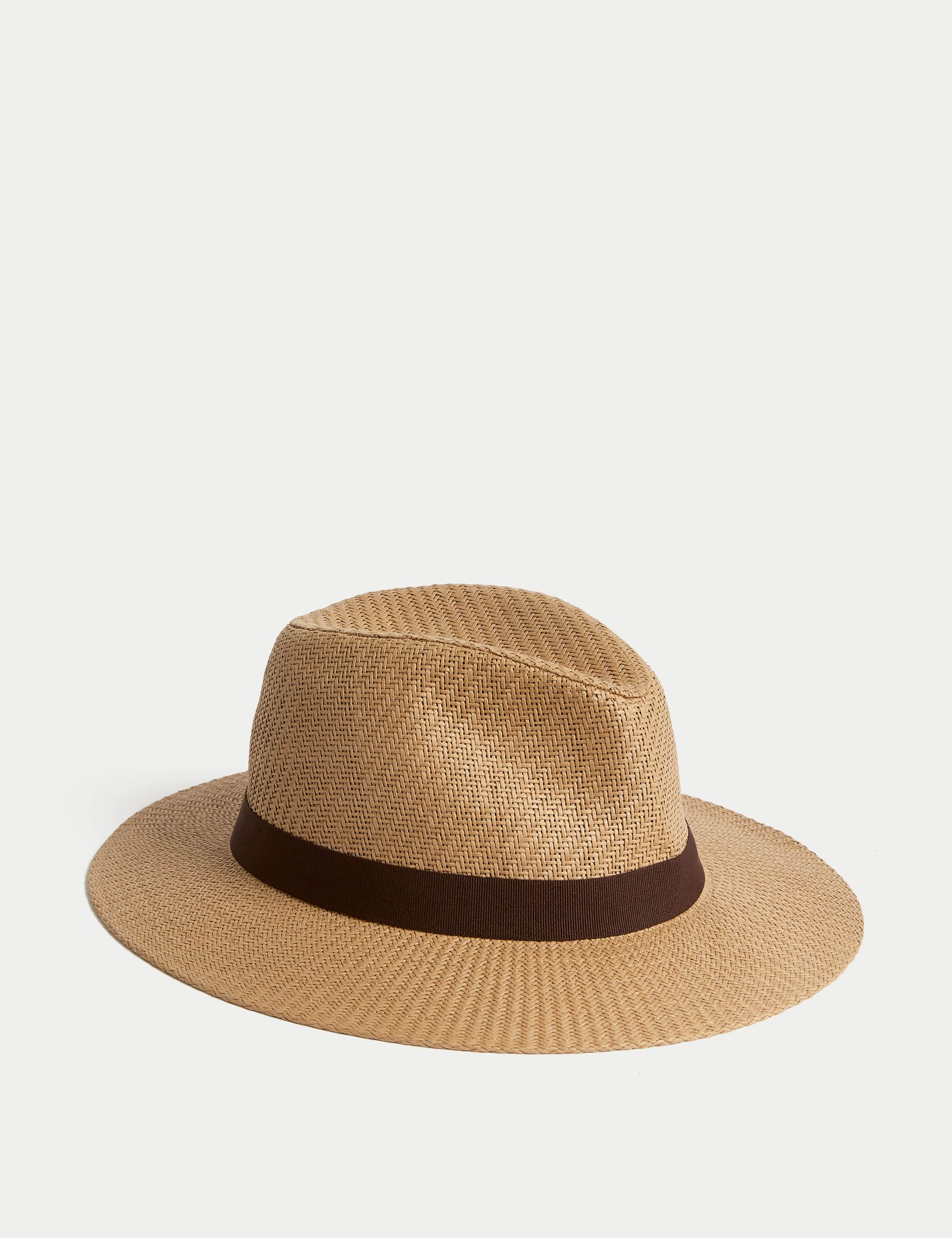 M&S Men's Textured Broad Brim Ambassador Hat - L-XL - Natural, Stone,Natural