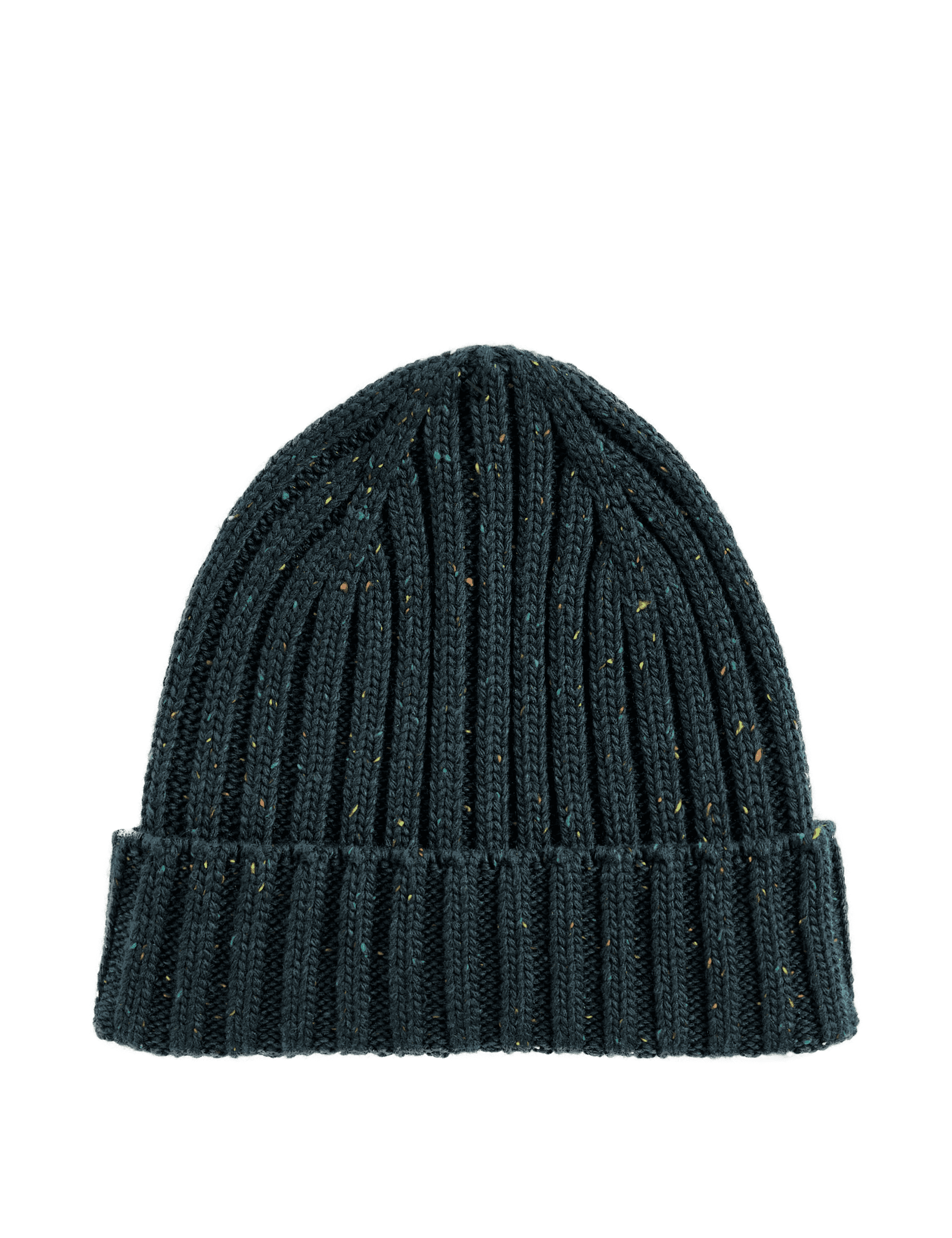 M&S Collection Men's Knitted Ribbed Beanie Hat with Wool - one size - Teal, Teal