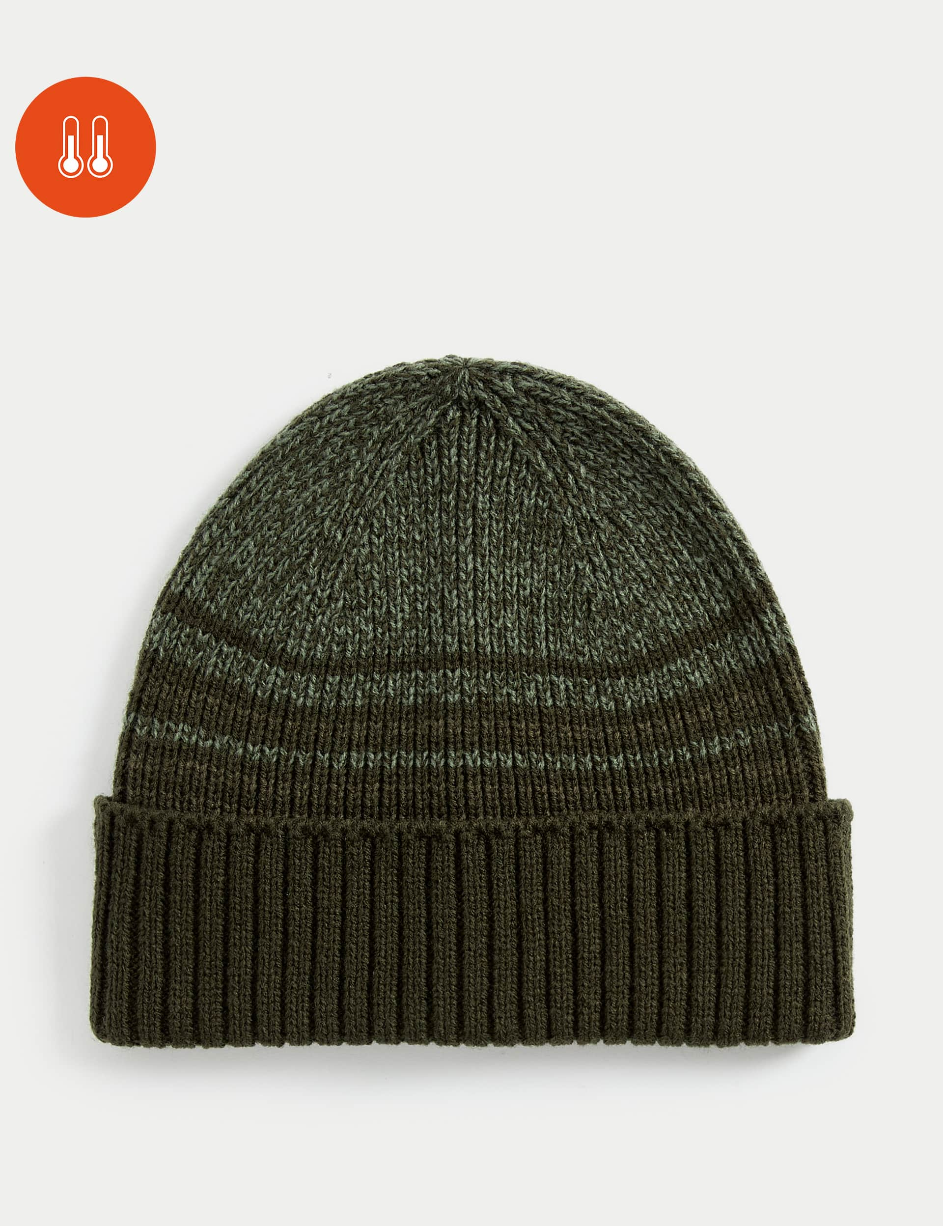 M&S Men's Colour Block Beanie Hat - Khaki Mix, Khaki Mix