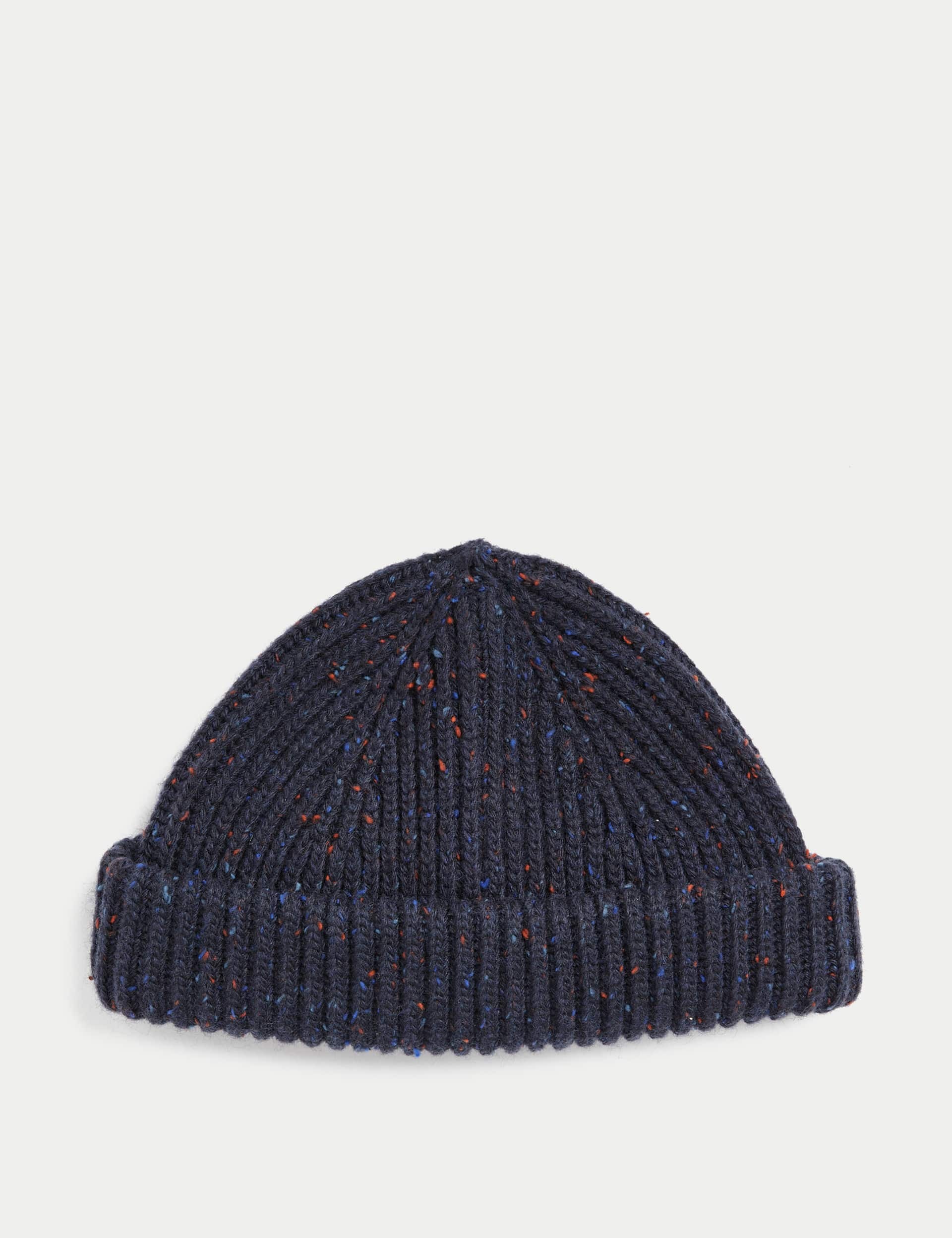 M&S Men's Ribbed Fisherman Beanie - Navy, Navy,Charcoal,Mauve,Raisin