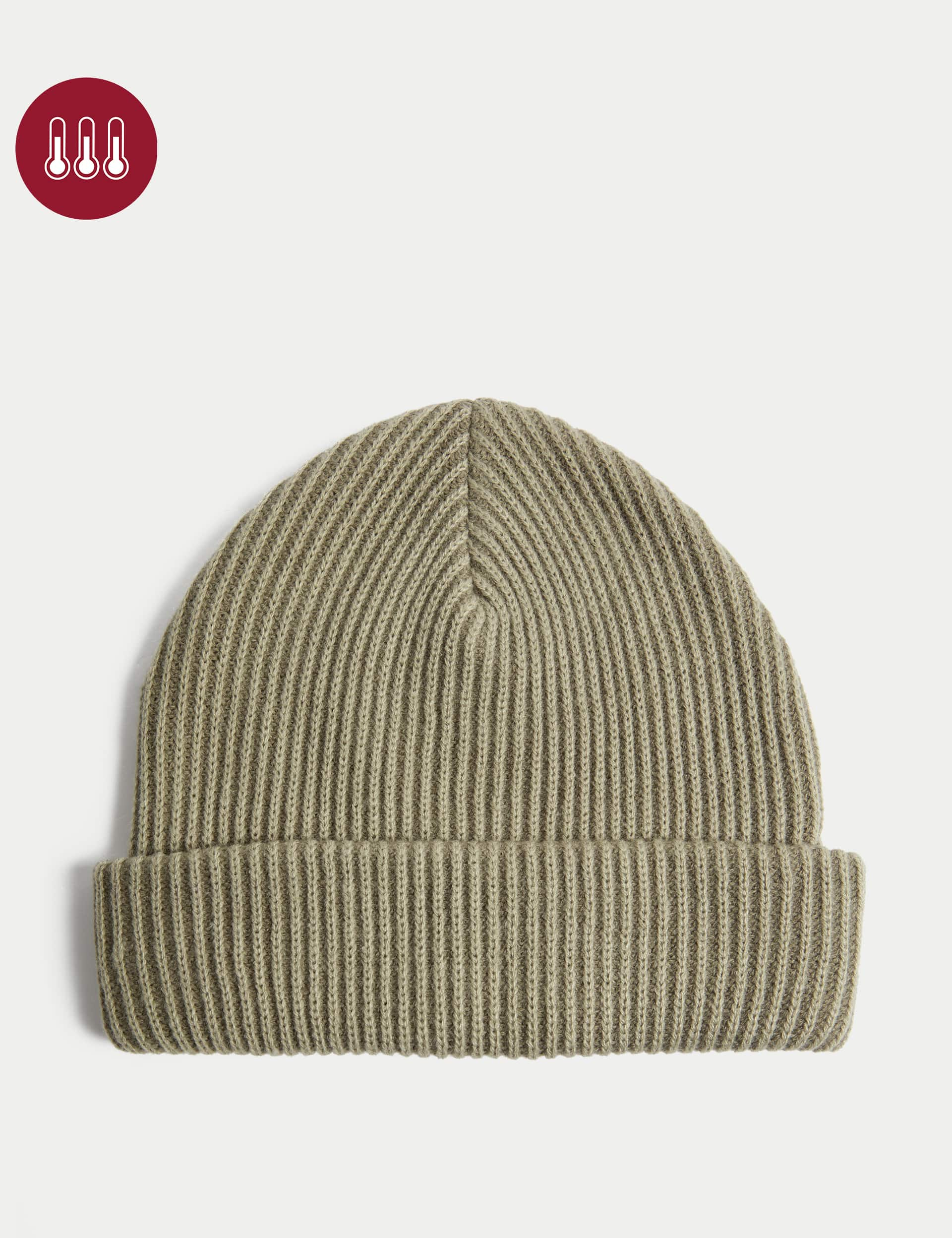 M&S Collection Men's Knitted Beanie Hat - L-XL - Sand Mix, Sand Mix