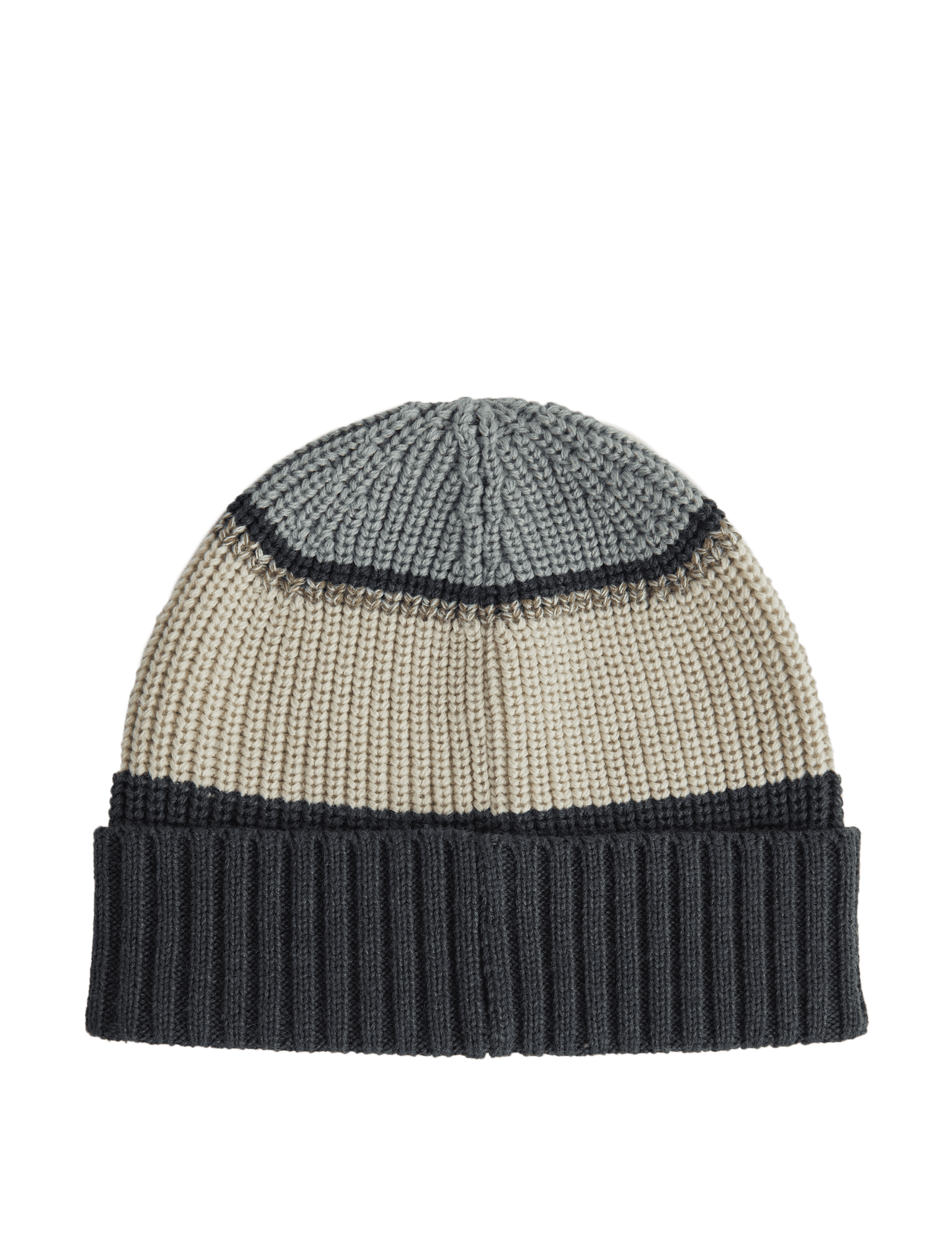 M&S Collection Men's Colourblock Beanie Hat - one size - Grey Mix, Grey Mix