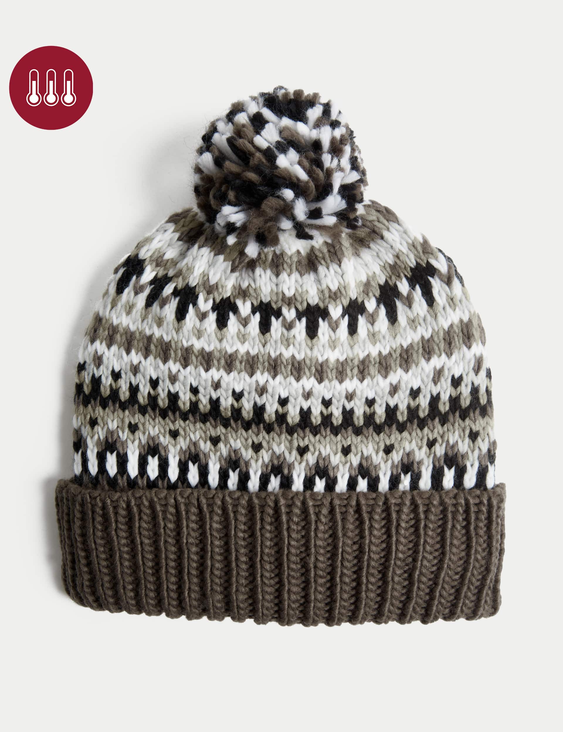 M&S Men's Knitted Fair Isle Beanie Hat