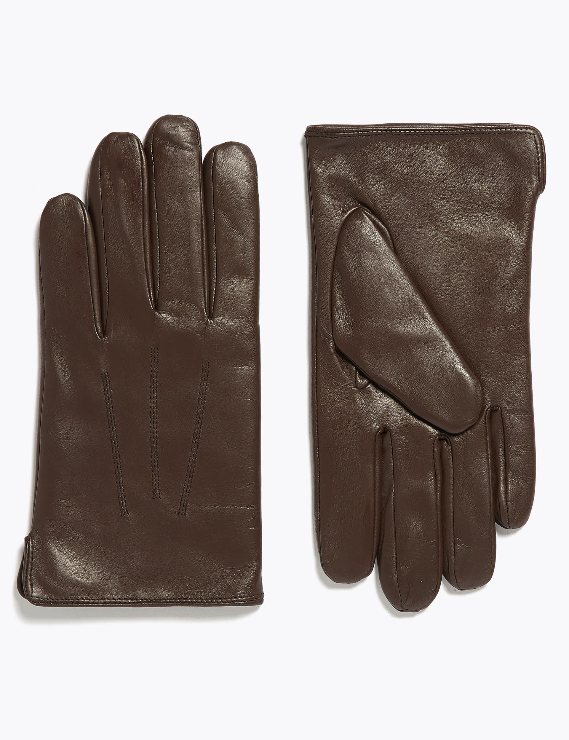 M&S Men's Leather Gloves with Thermowarmth - Brown, Black,Brown