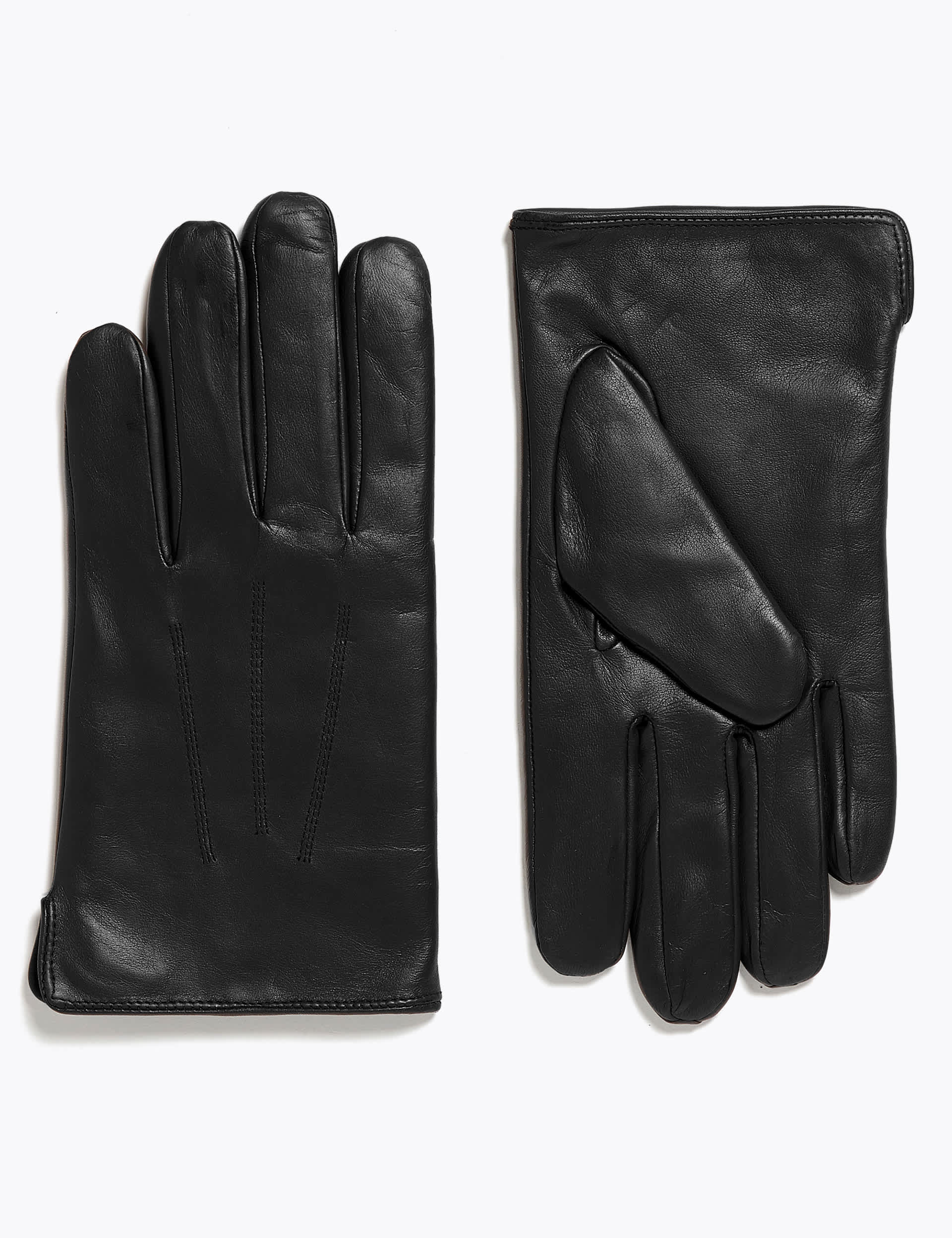 M&S Men's Leather Gloves with Thermowarmth™ - Black, Black,Brown