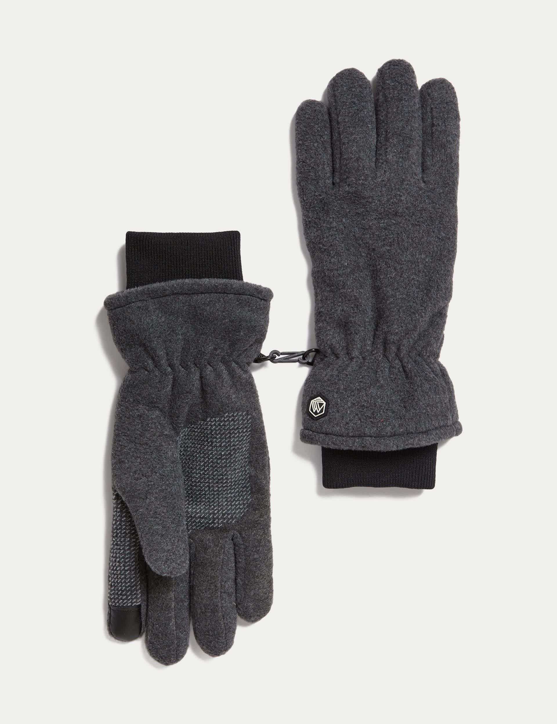 M&S Men's Fleece Gloves - L-XL - Charcoal, Black,Charcoal