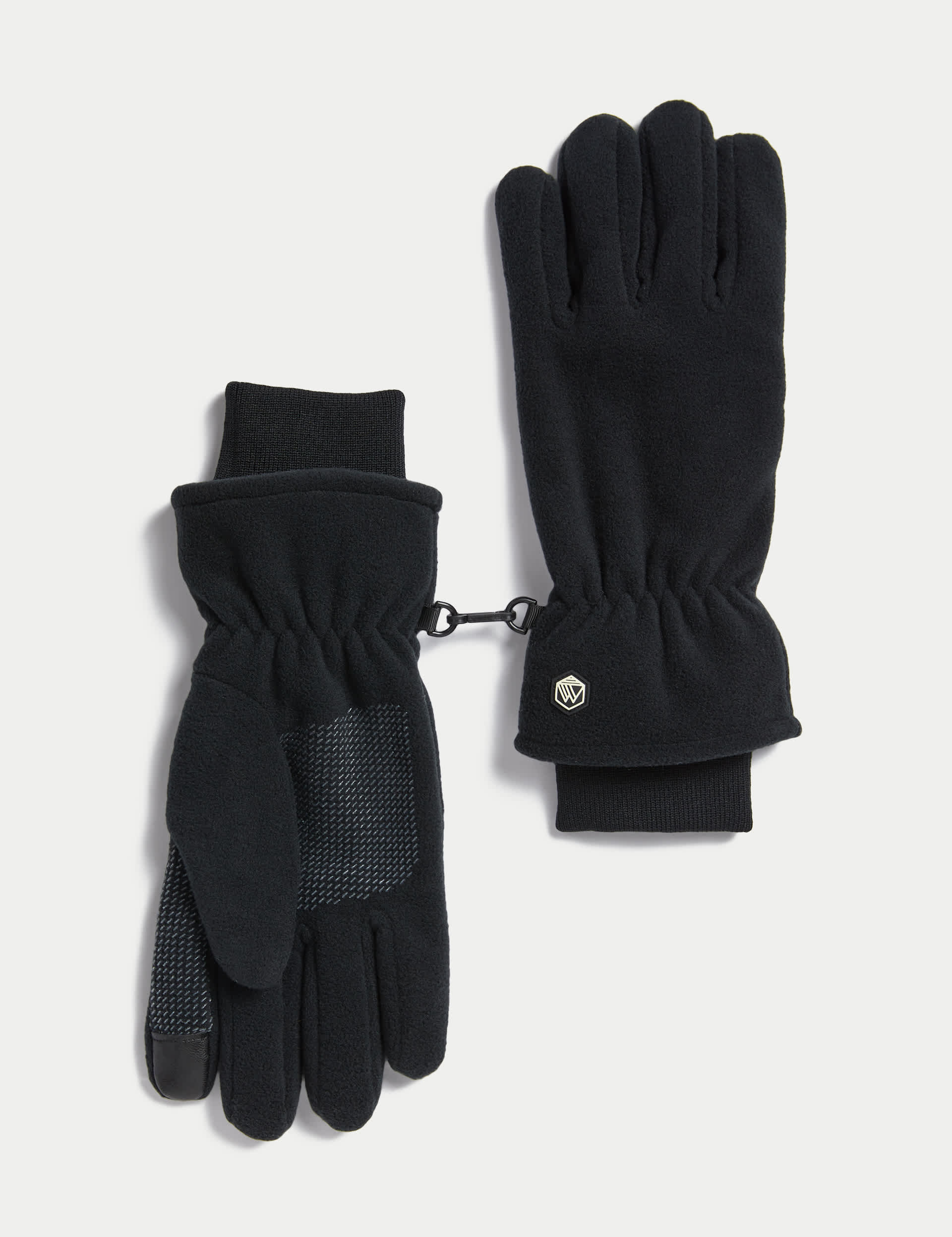 M&S Men's Fleece Gloves - S-M - Black, Charcoal,Black