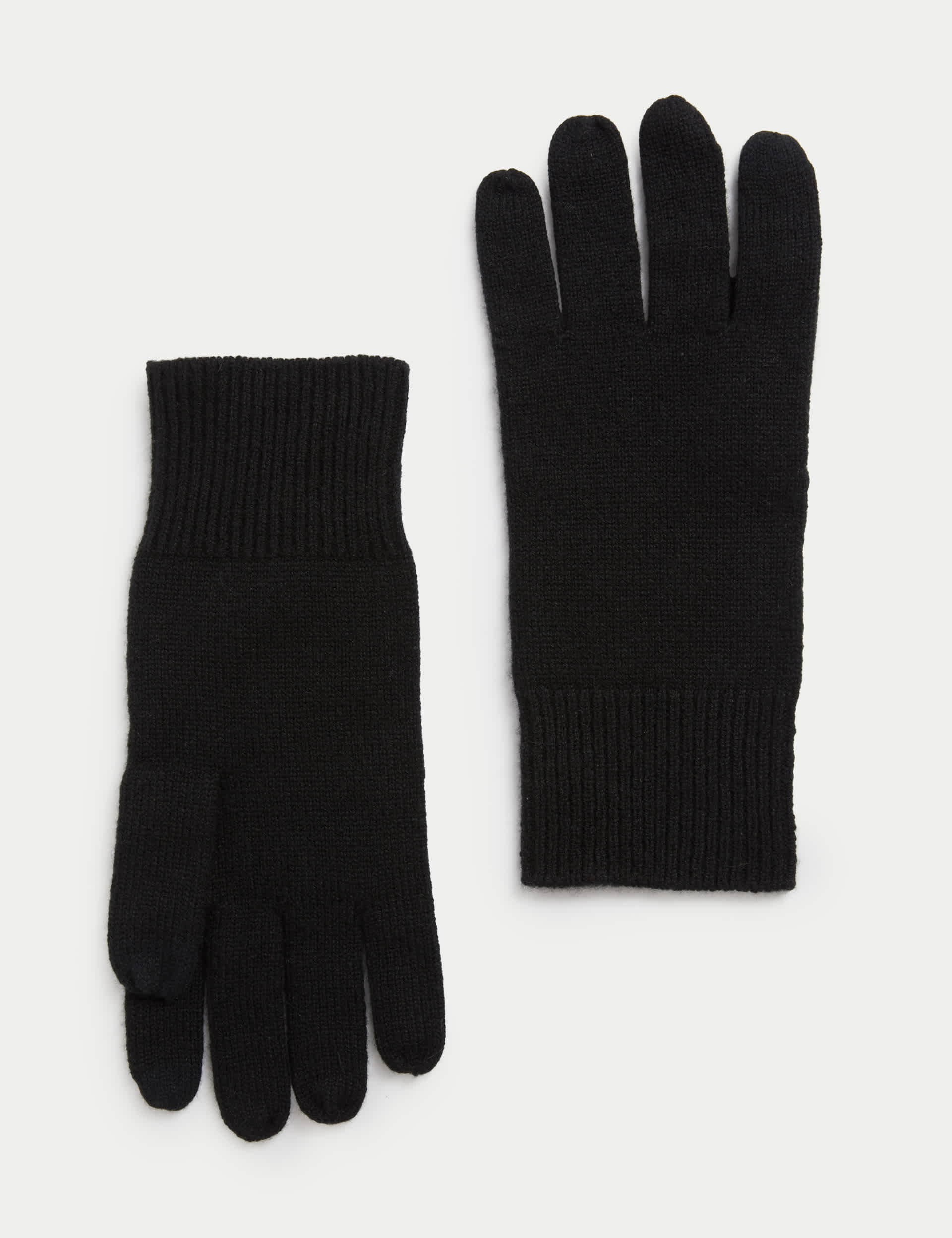 Autograph Men's Pure Cashmere Knitted Gloves - Black, Charcoal,Black