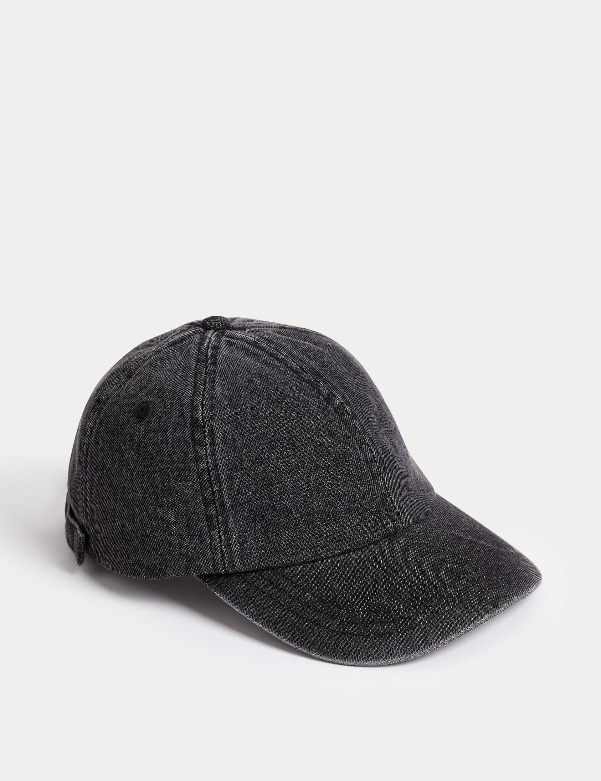 M&S Men's Denim Baseball Cap - Charcoal, Charcoal,Blue