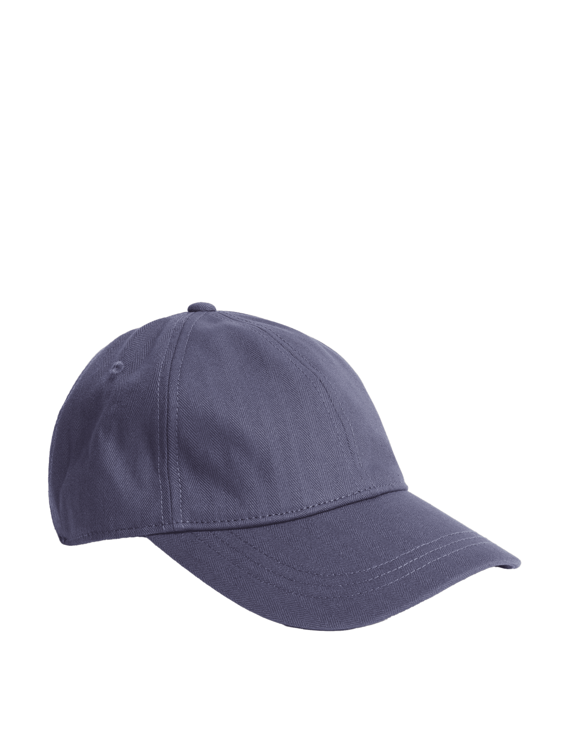 M&S Collection Men's Pure Cotton Herringbone Baseball Cap - one size - Medium Blue, Medium Blue,Khak