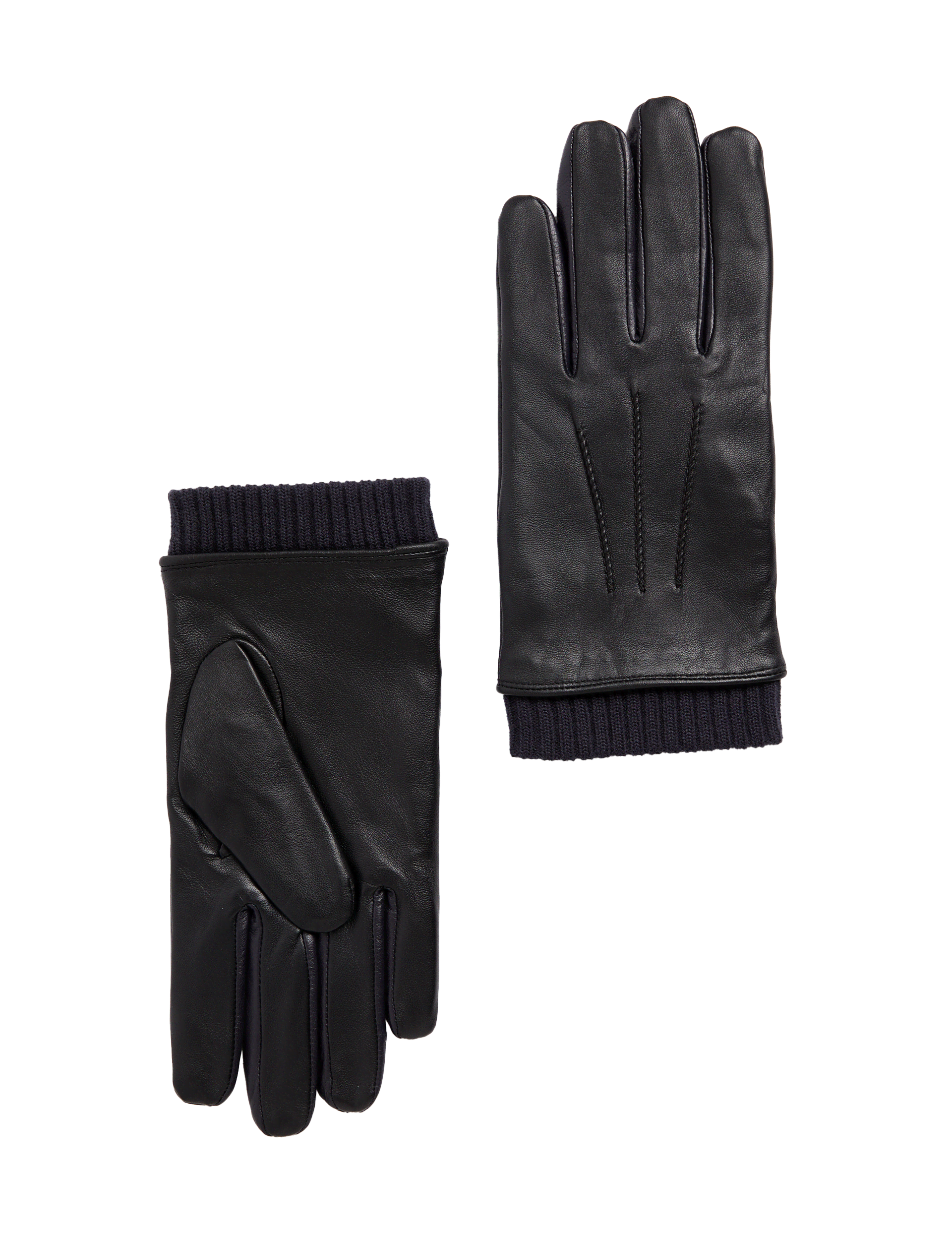 M&S Collection Men's Leather Colour Block Gloves - M - Blue Mix, Blue Mix