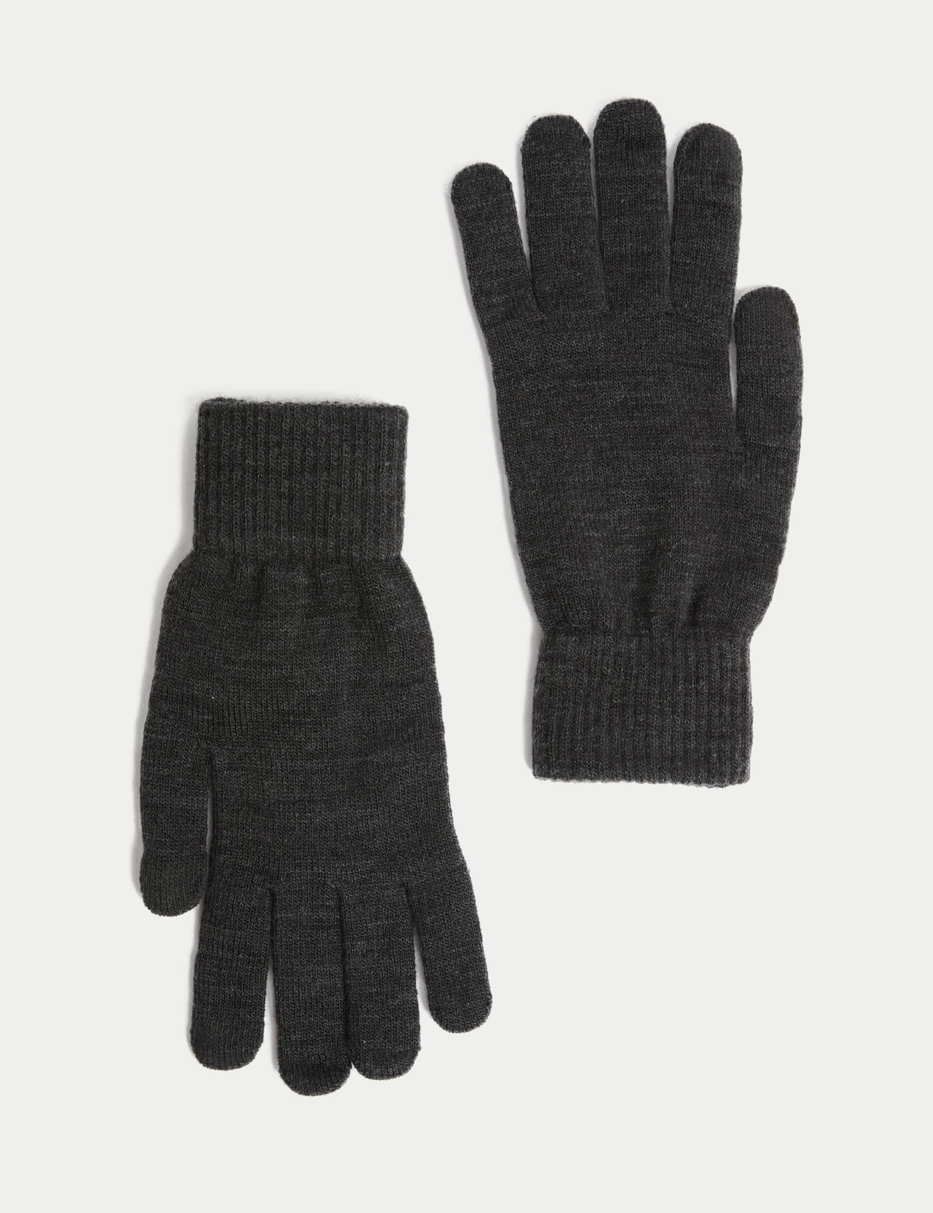 M&S Men's Knitted Gloves - Charcoal, Black,Charcoal