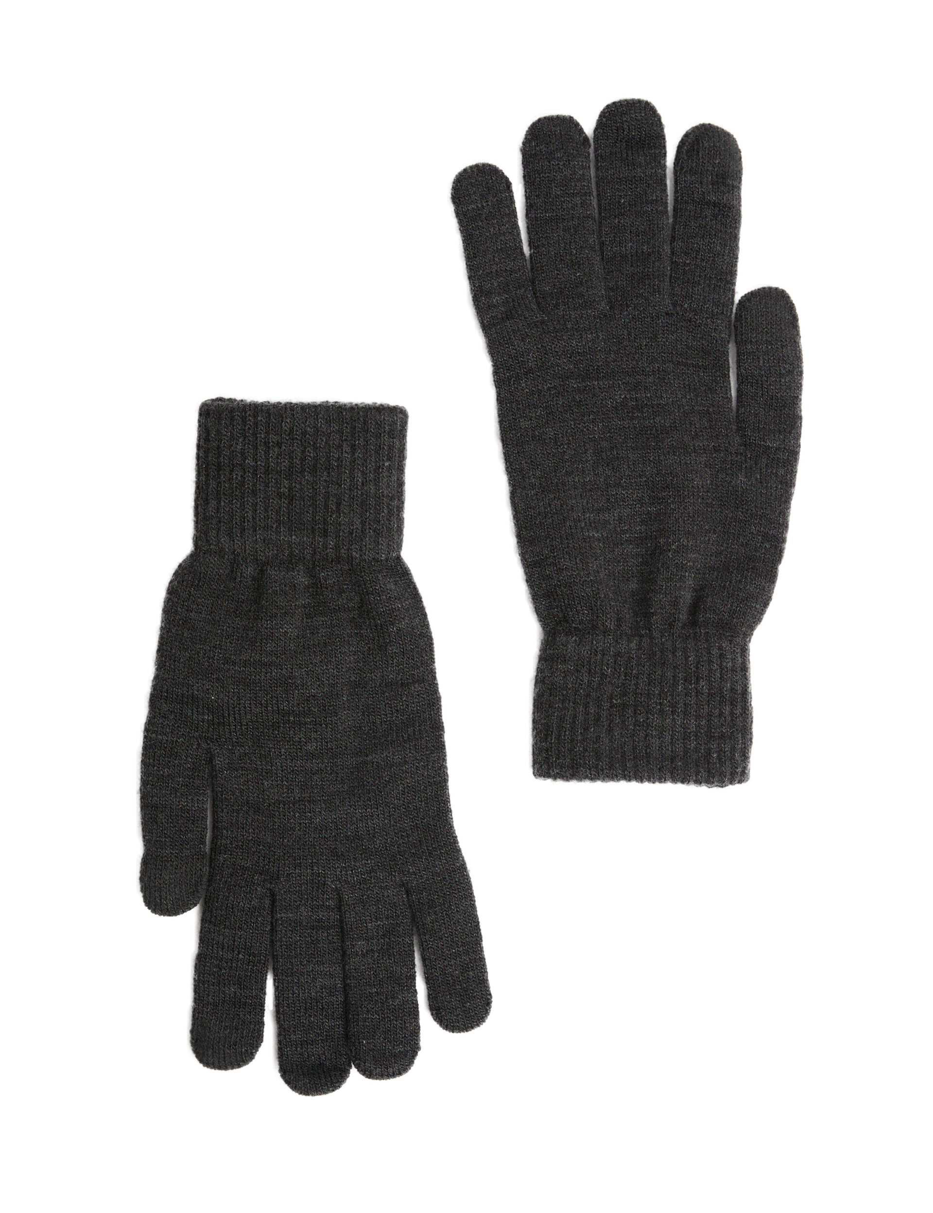 M&S Collection Men's Knitted Gloves - one size - Charcoal, Black,Charcoal