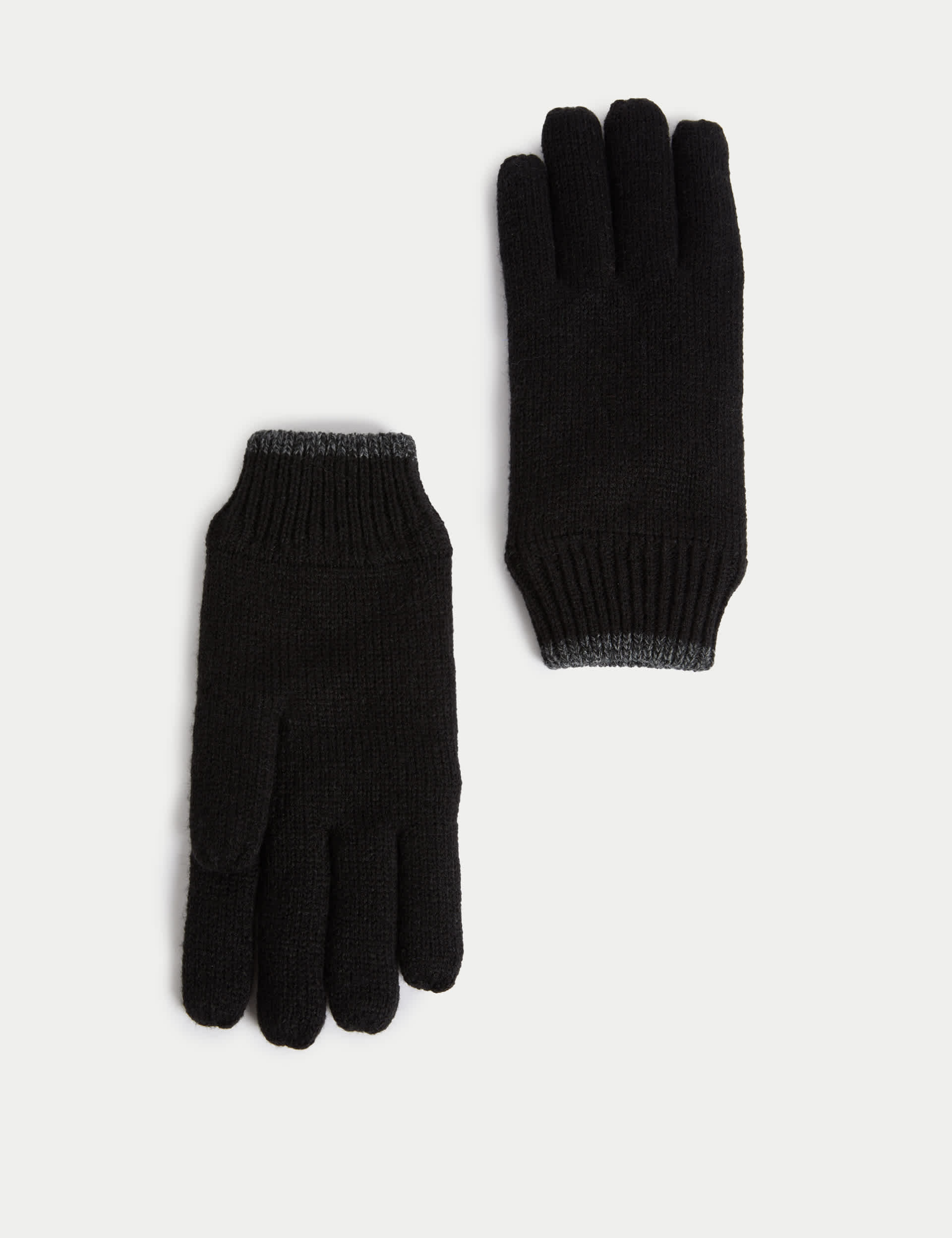 M&S Men's Knitted Gloves with Thermowarmth™ - L-XL - Charcoal Mix, Navy Mix,Charcoal Mix