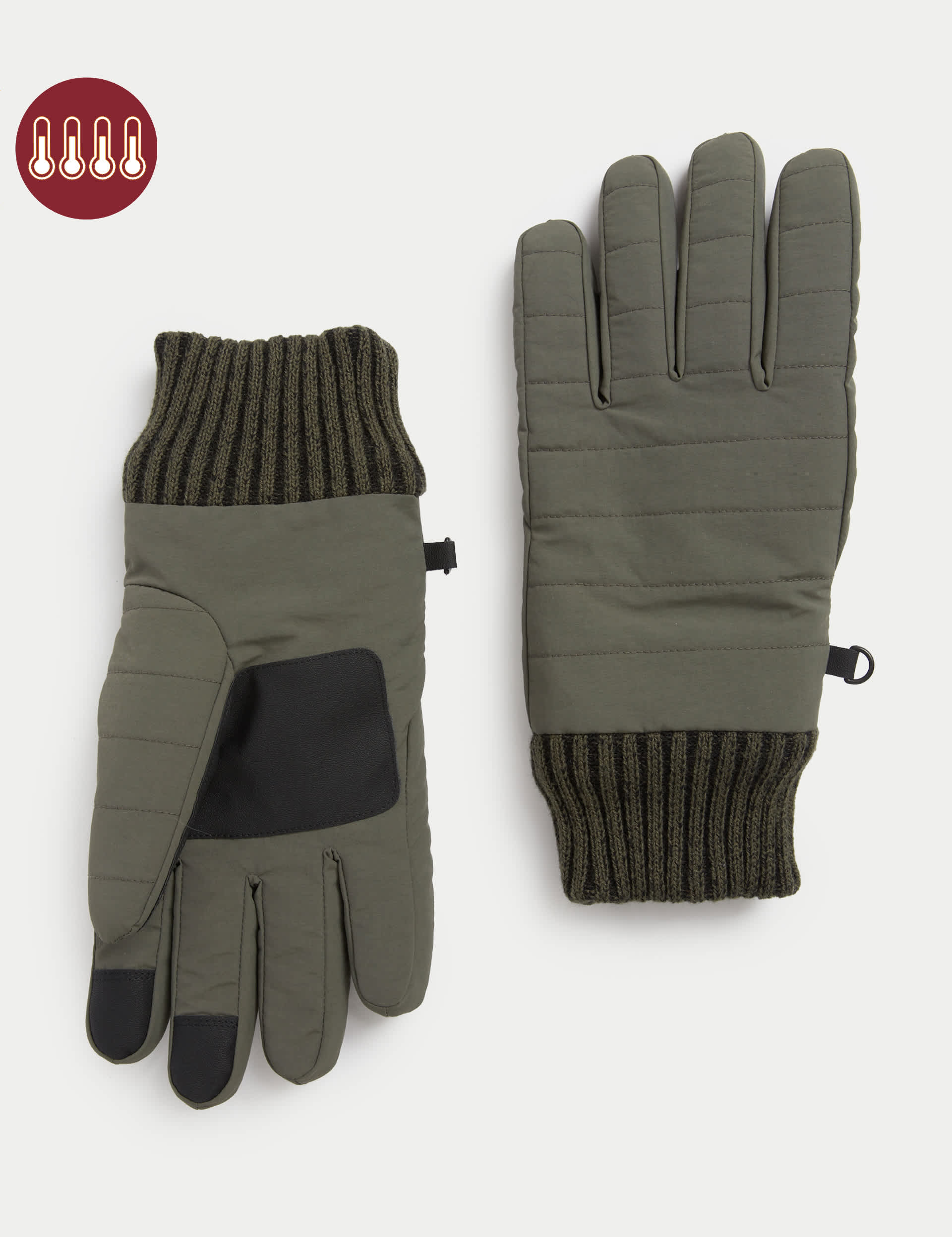 M&S Men's Gloves with Stormwear™ - L-XL - Green, Black,Green,Navy