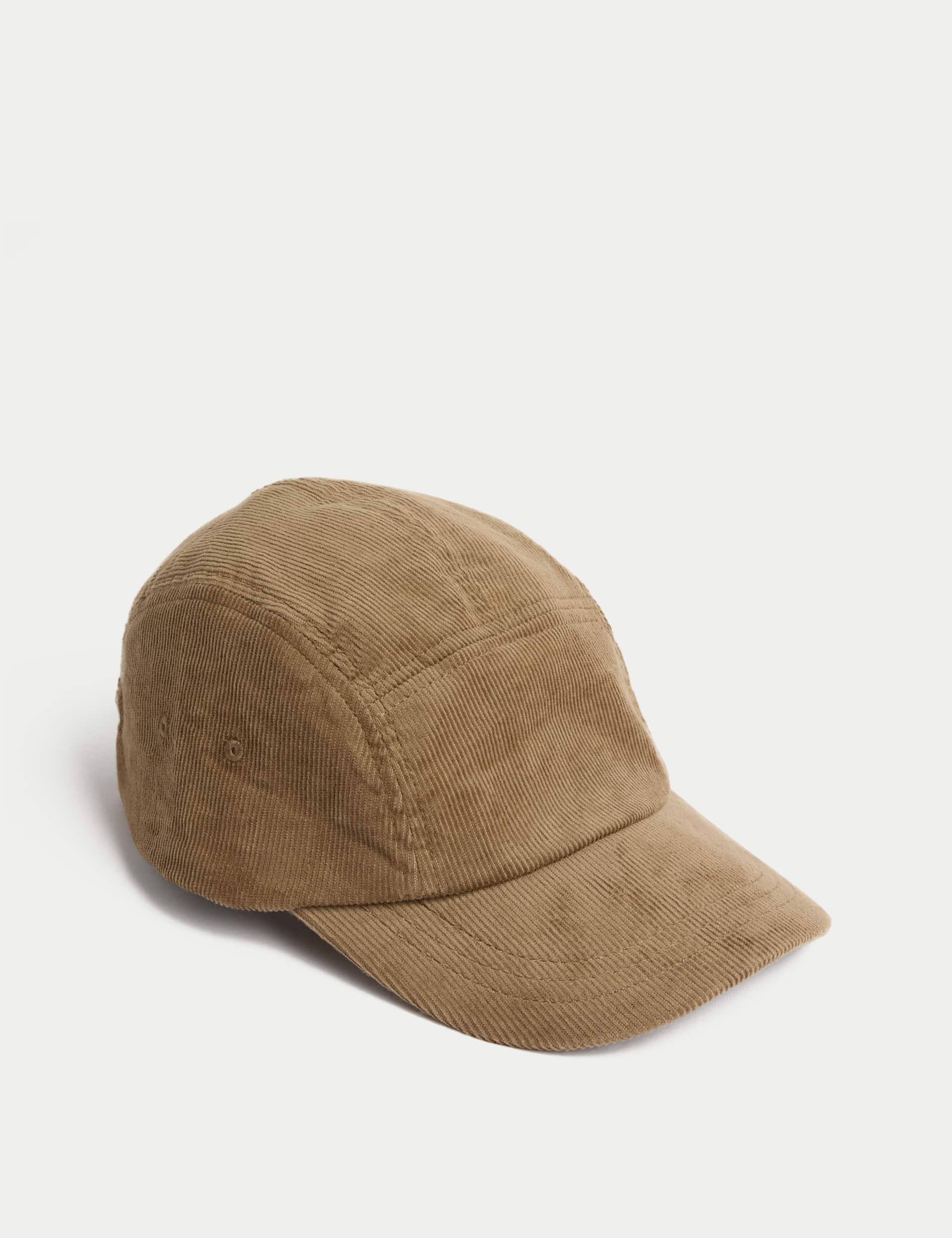 M&S Men's Cotton Rich Corduroy Baseball Cap - Sand, Sand,Chocolate