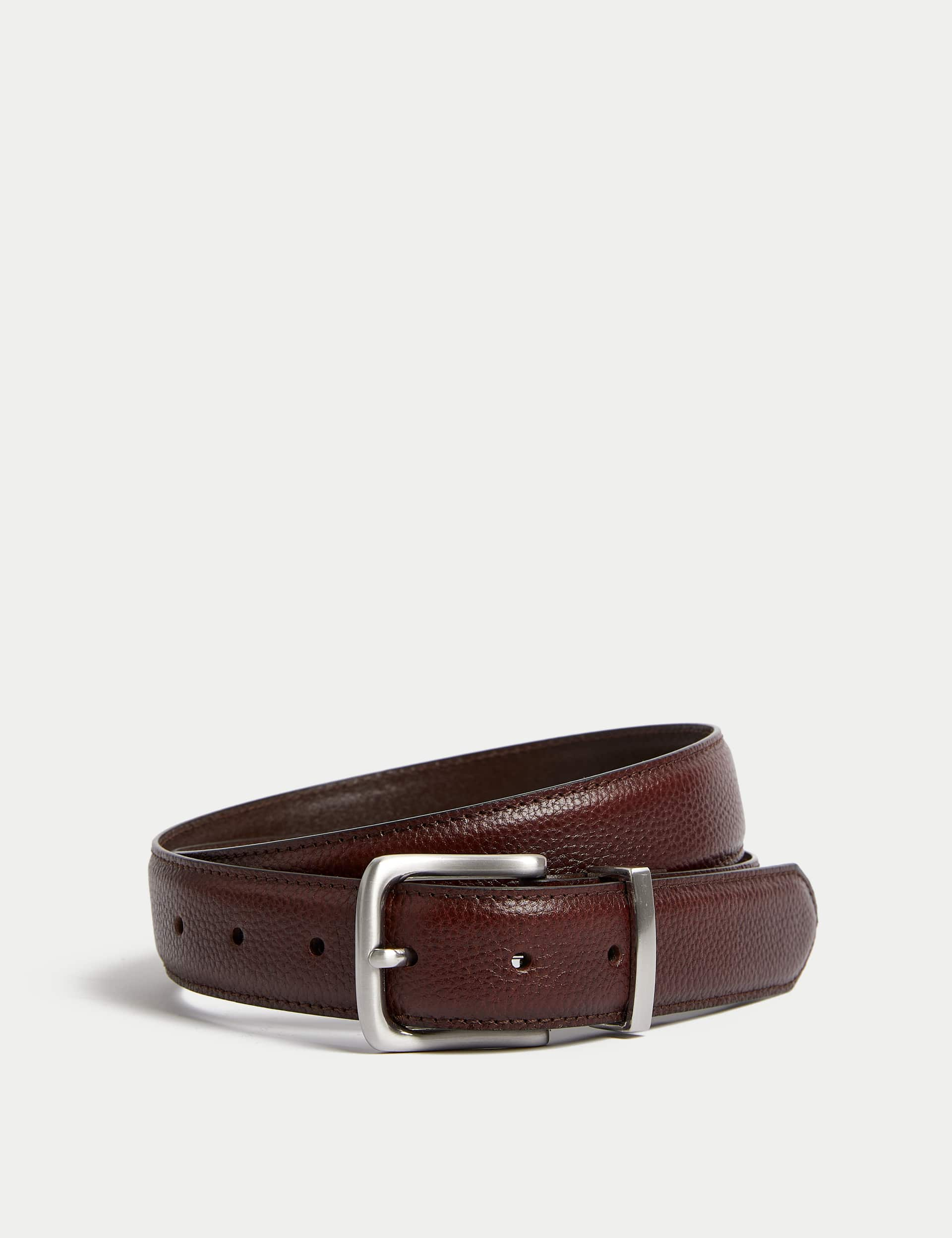 Autograph Men's Leather Textured Belt - 42-44 - Brown, Brown,Black