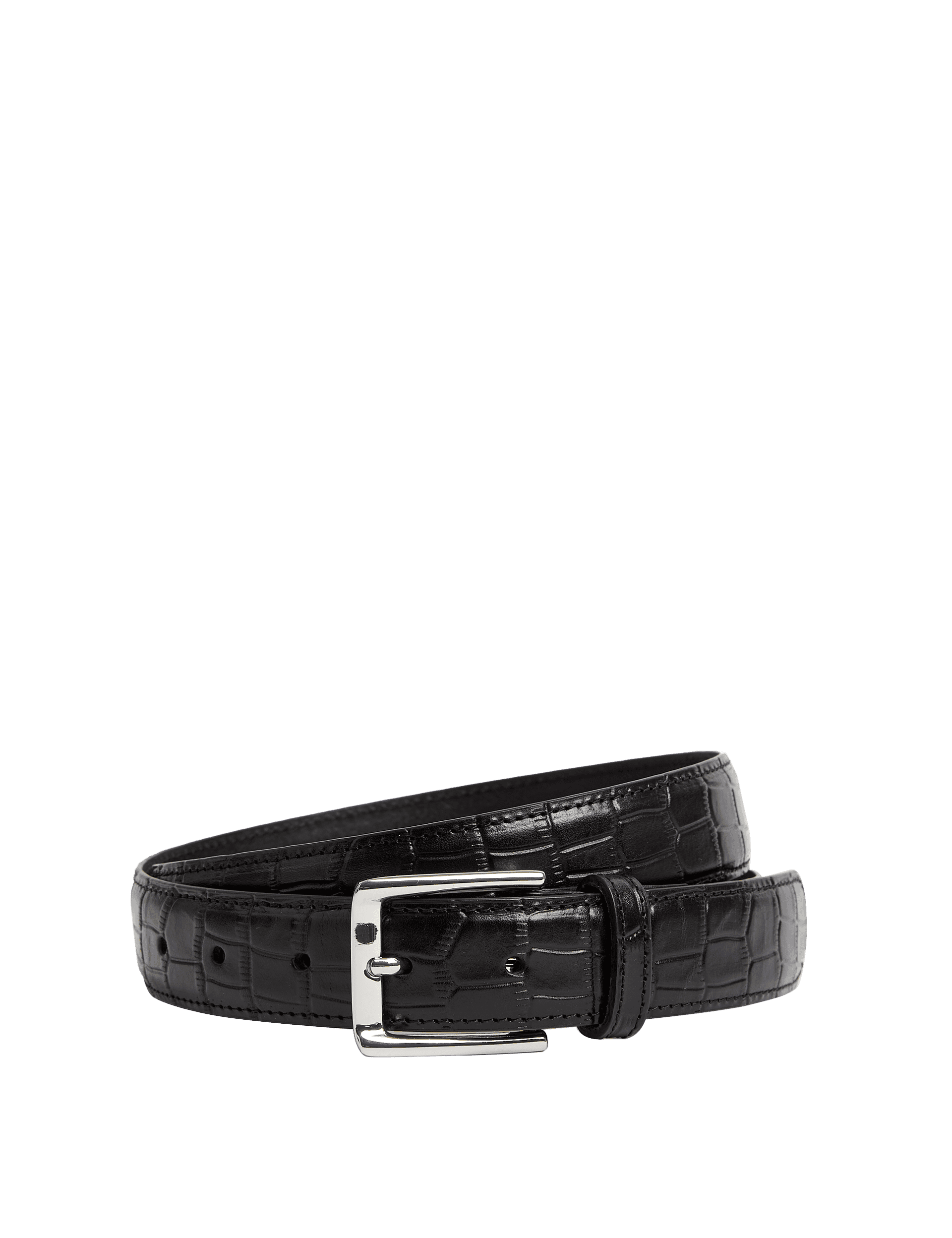 Jaeger Men's Leather Textured Belt - 34-36 - Black, Brown,Black