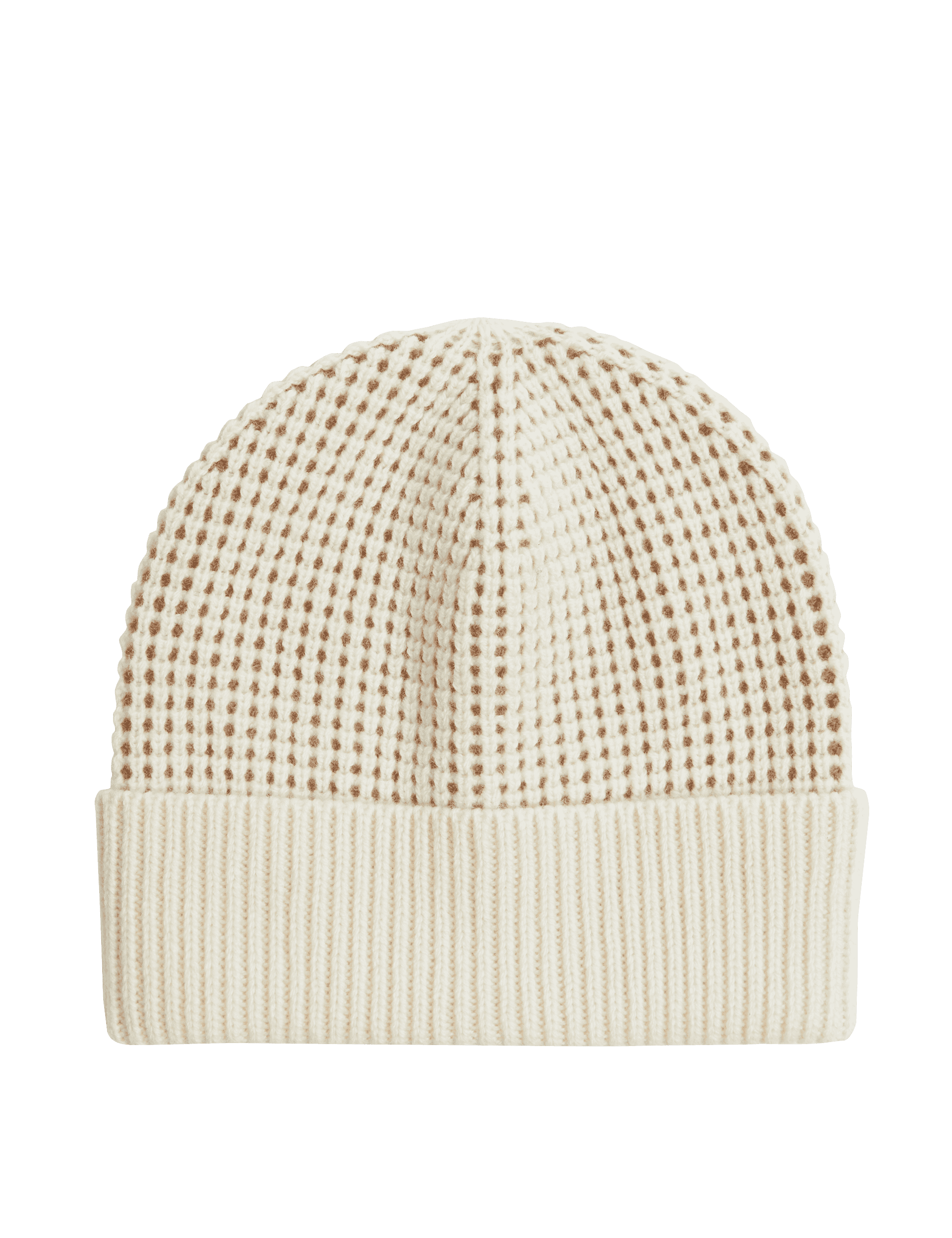 Jaeger Men's Wool Rich Textured Beanie Hat - one size - Ecru Mix, Ecru Mix