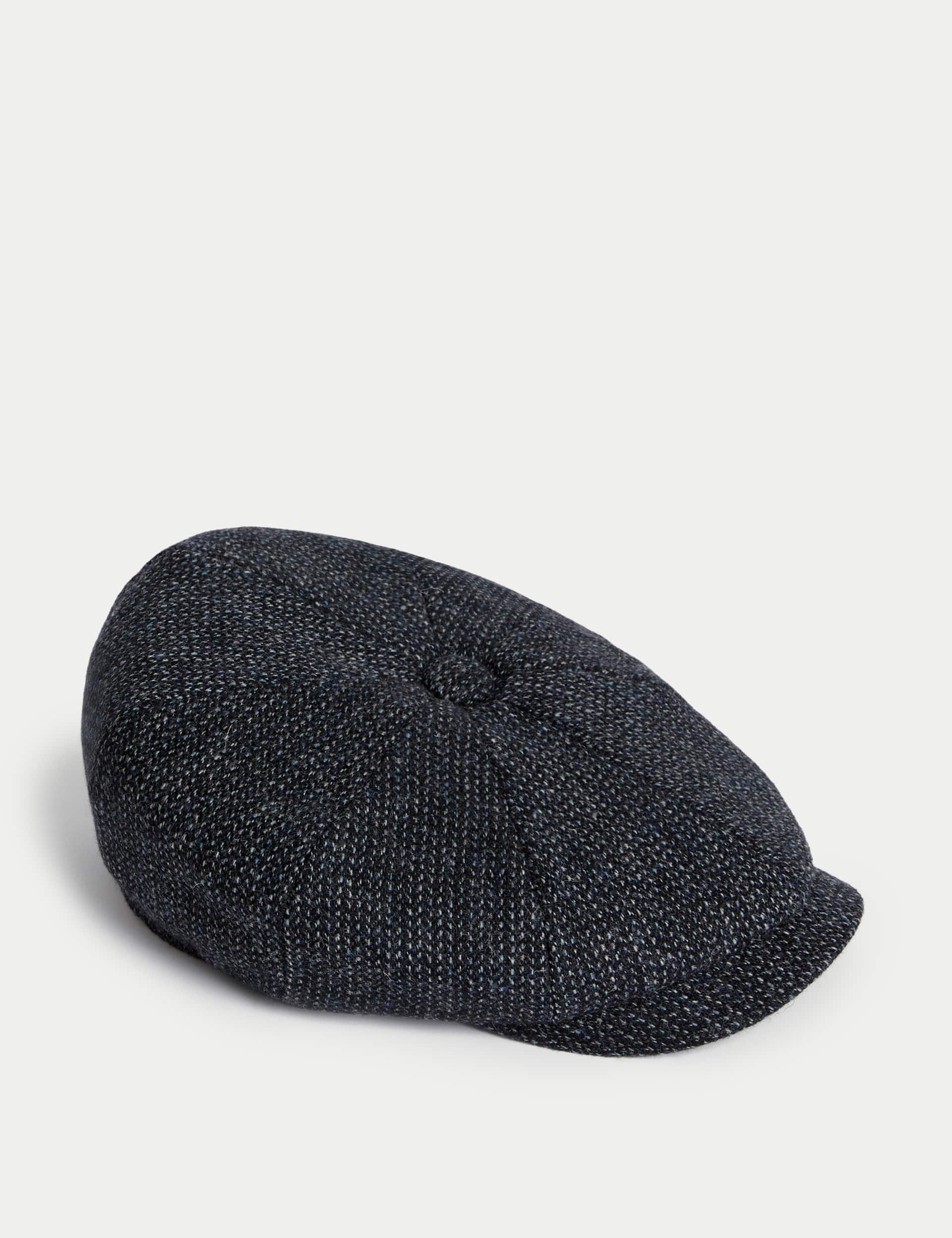 M&S Sartorial Wool Rich Baker Boys Hat with Thermowarmth - L-XL - Navy Mix, Navy Mix