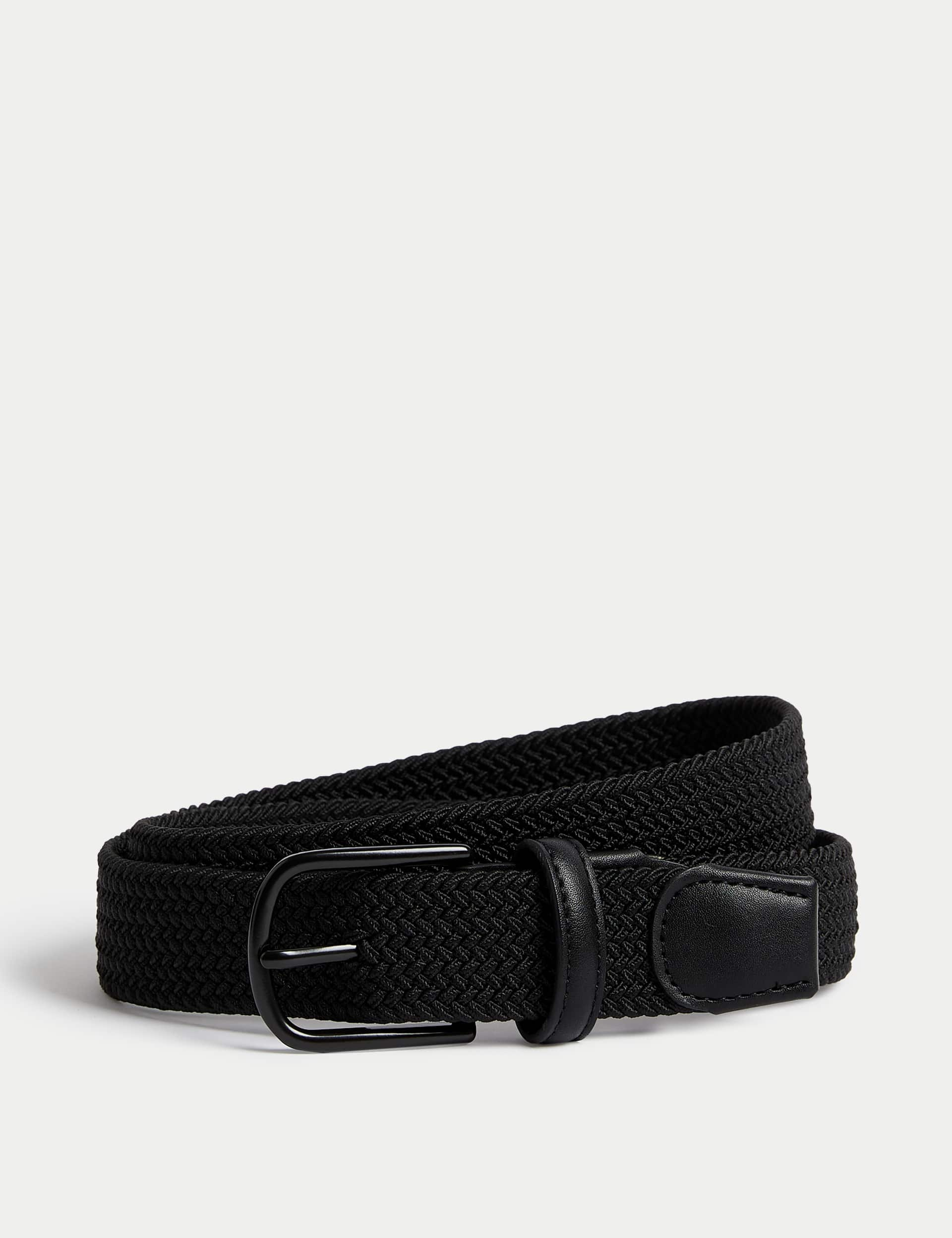 M&S Men's Stretch Woven Active Waist Belt - 34-36 - Black, Natural,Black,Dark Navy,Blue Mix,Chocolat