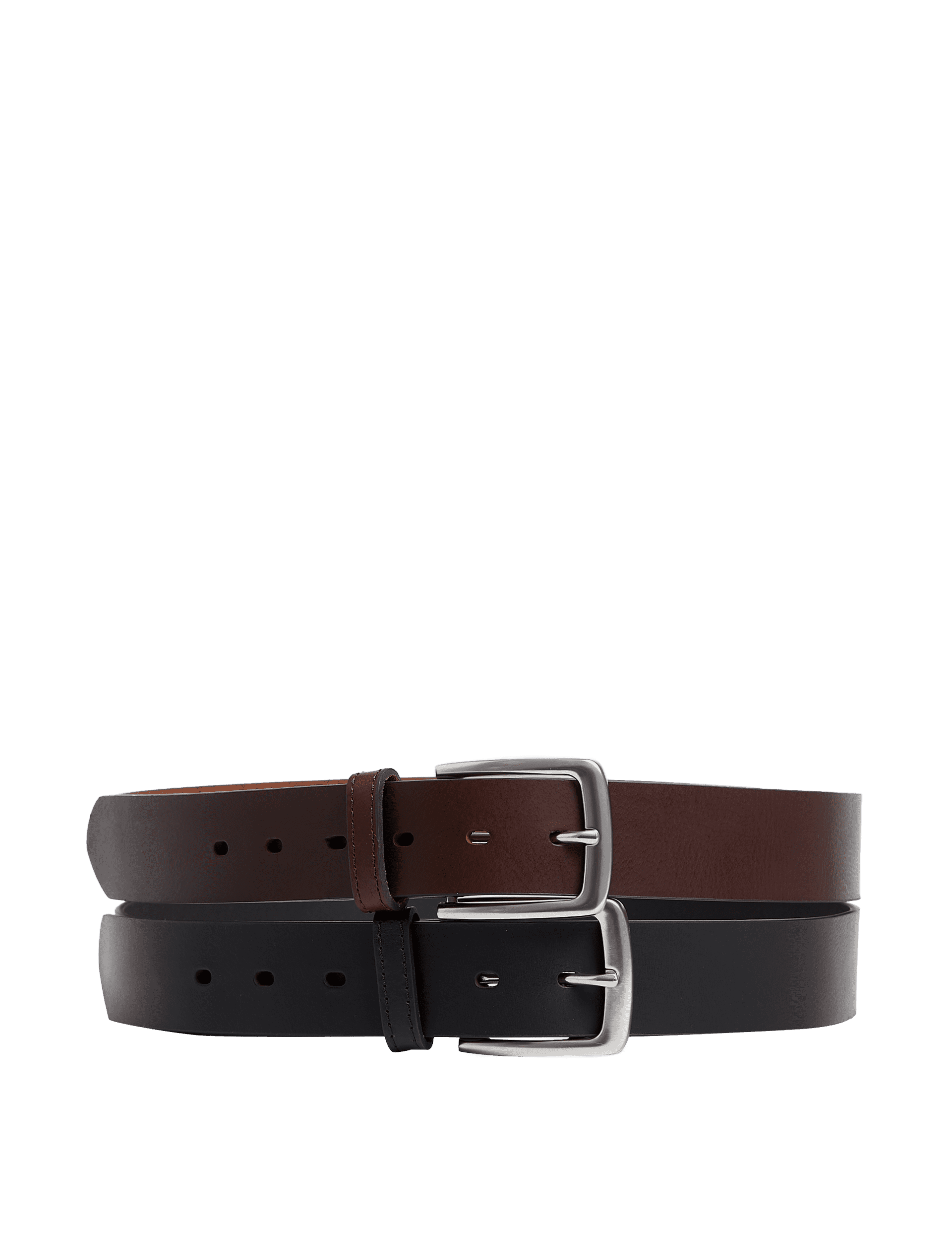 M&S Collection Men's 2 Pack Leather Belts - 34-36 - Black/Brown, Black/Brown