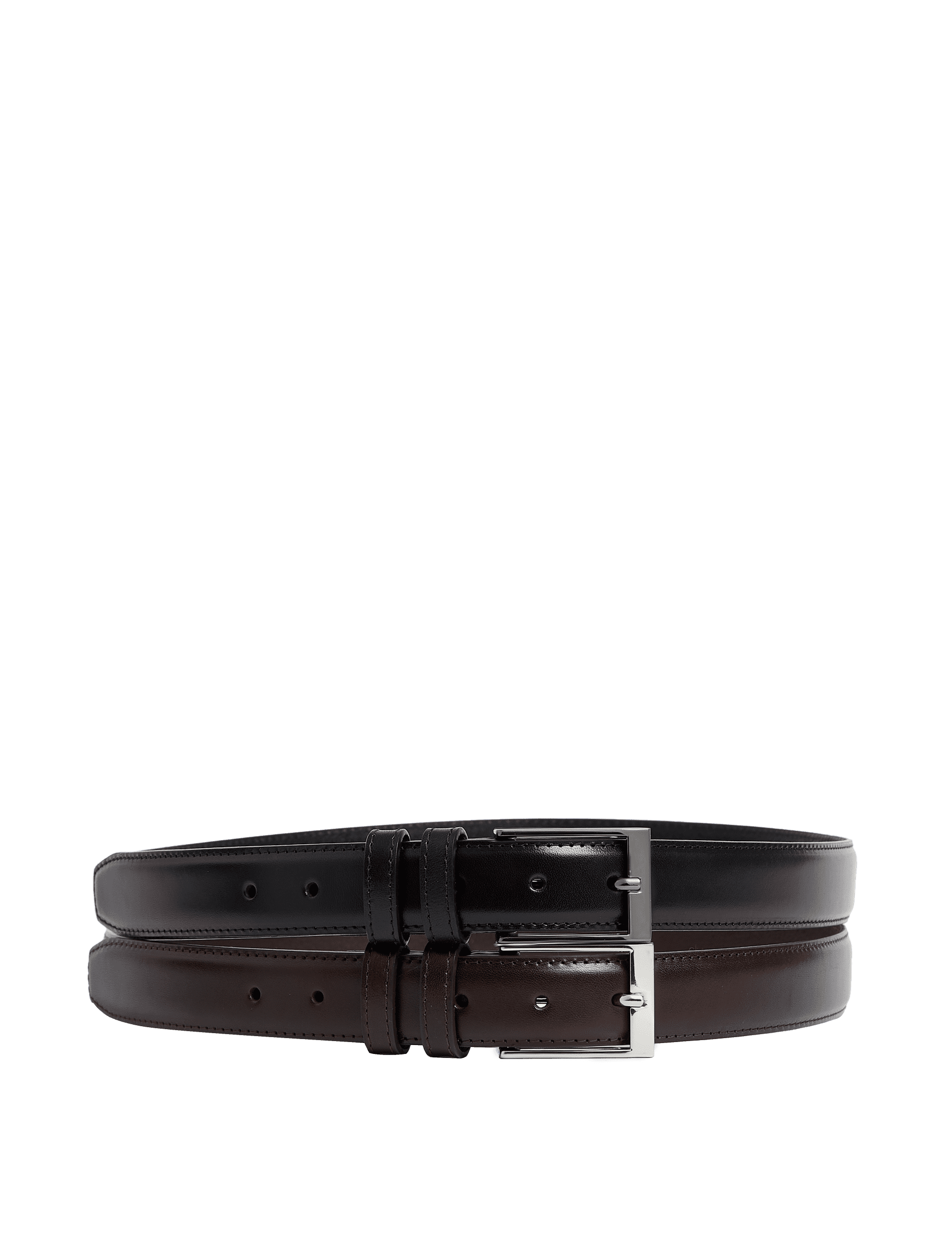 M&S Collection Men's 2 Pack Stitch Detail Belts - 34-36 - Black/Brown, Black/Brown