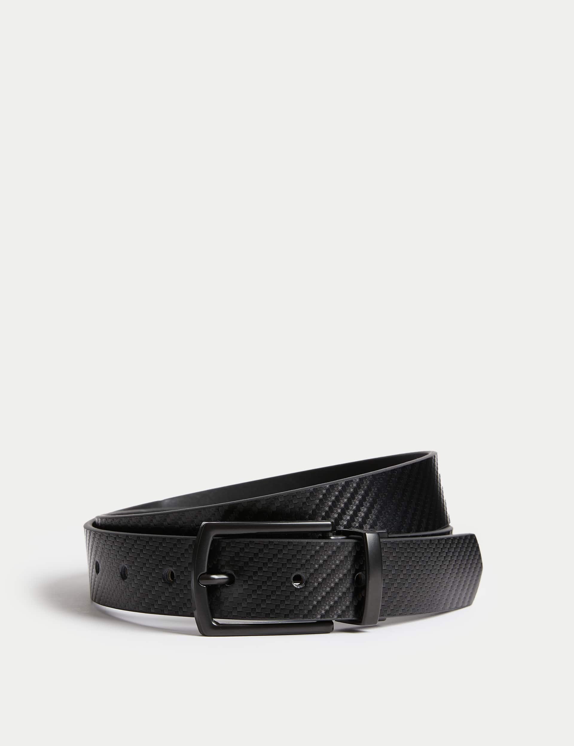 M&S Men's Leather Textured Reversible Belt