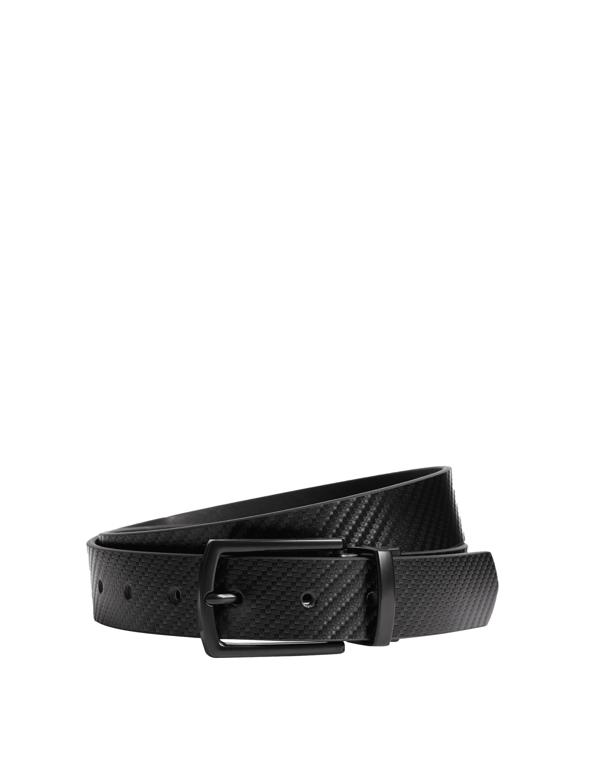 M&S Collection Men's Leather Textured Reversible Belt - 34-36 - Black, Black