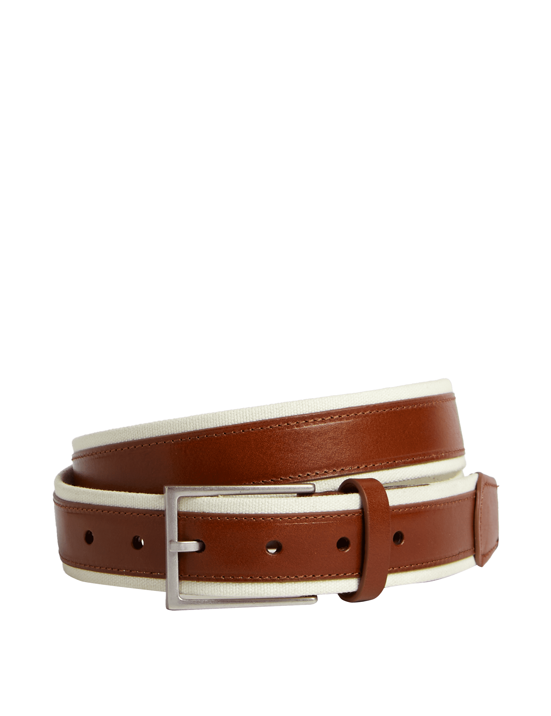 M&S Collection Men's Canvas Leather Belt - 34-36 - Tan, Tan