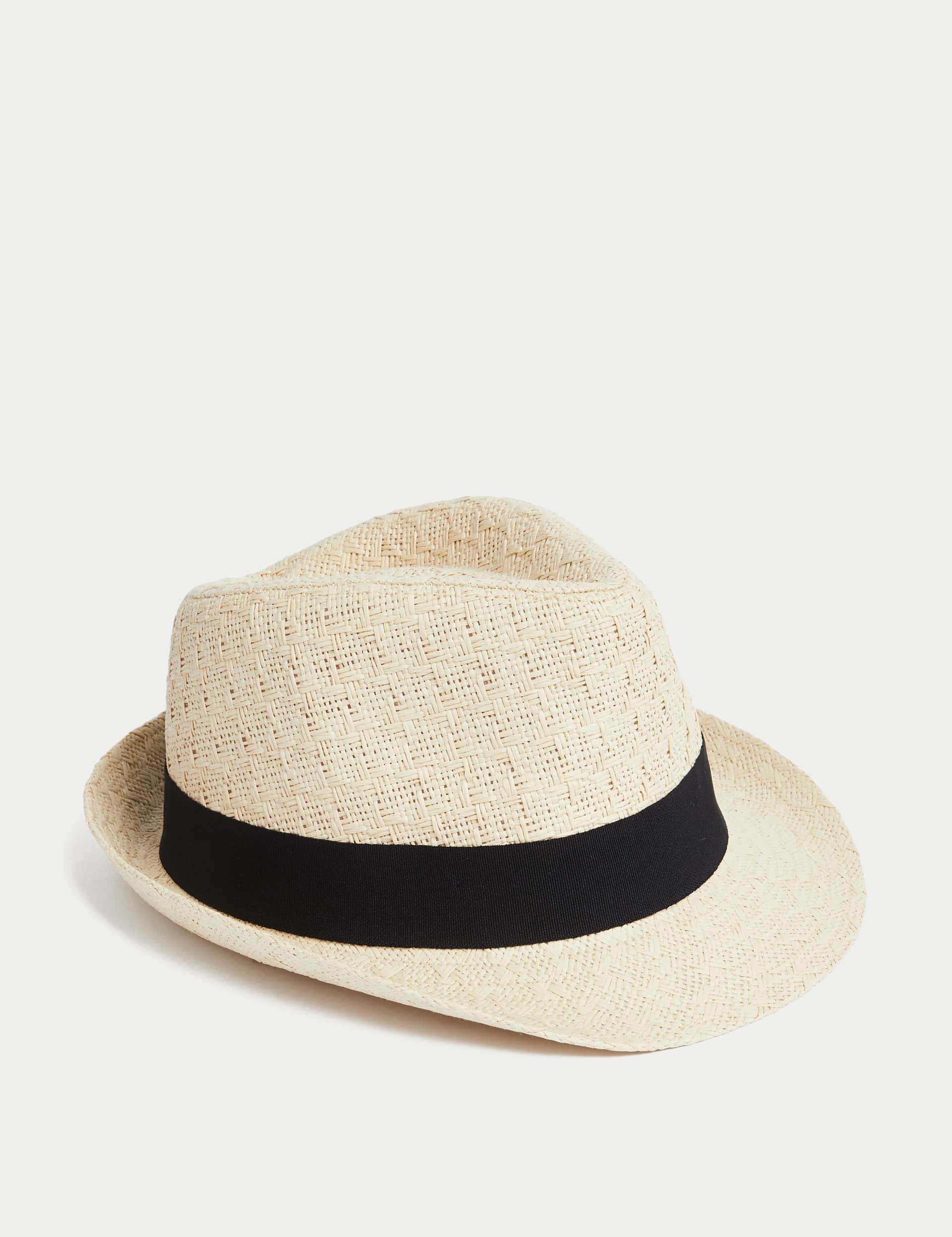 M&S Men's Textured Trilby - S-M - Stone, Stone