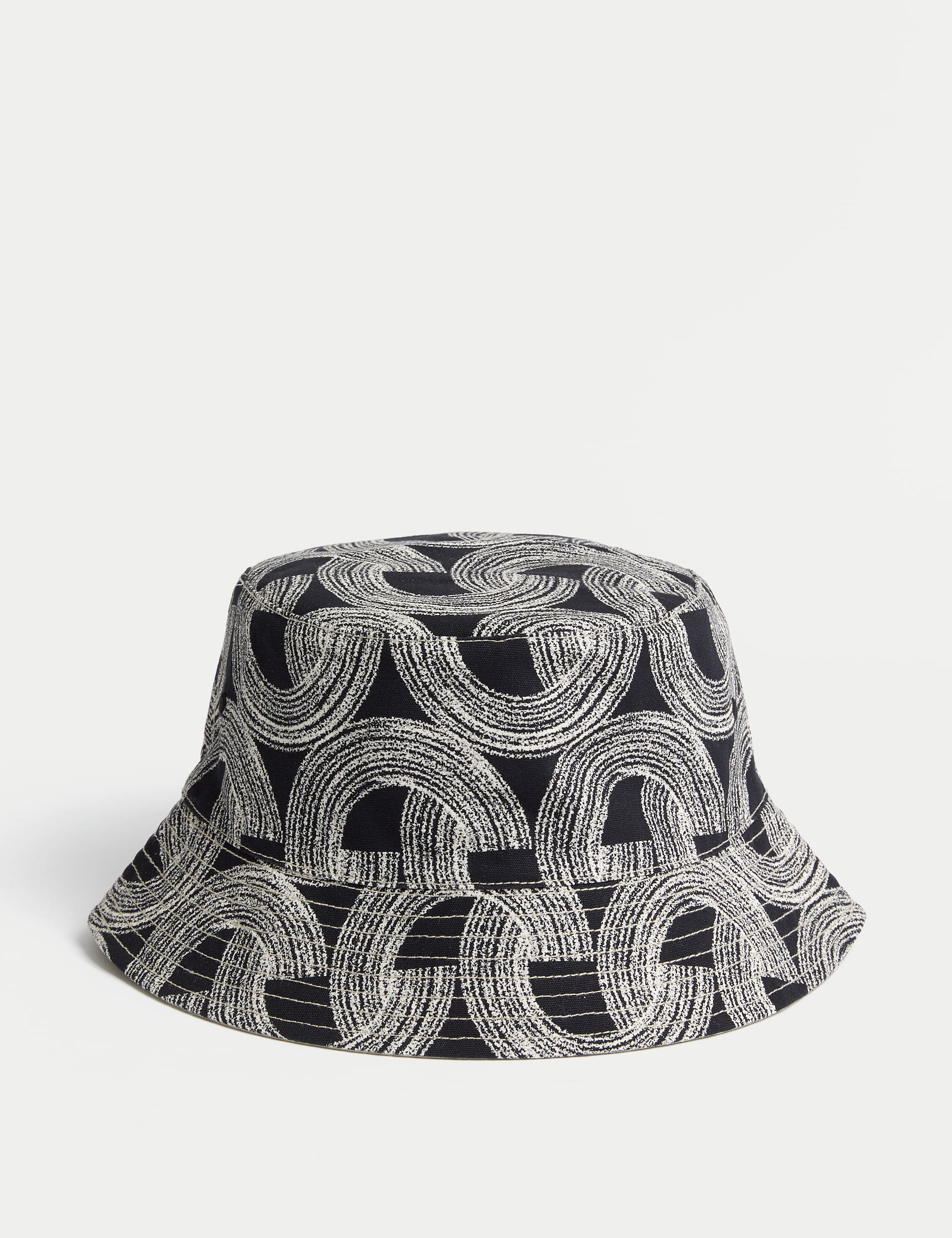 M&S Men's Cotton Rich Reversible Bucket Hat - L-XL - Black Mix, Black Mix