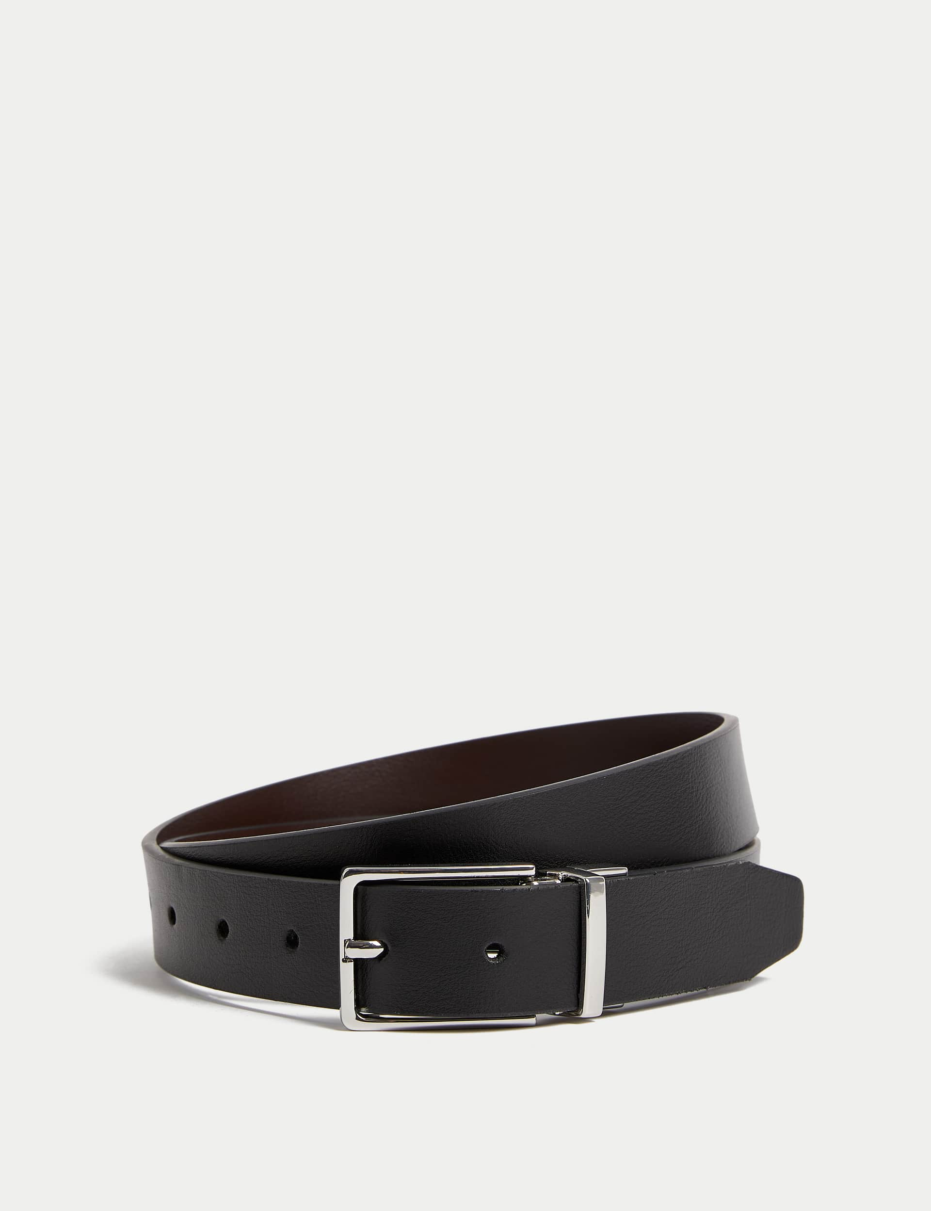 M&S Men's Leather Reversible Belt - 38-40 - Black/Brown, Black/Brown