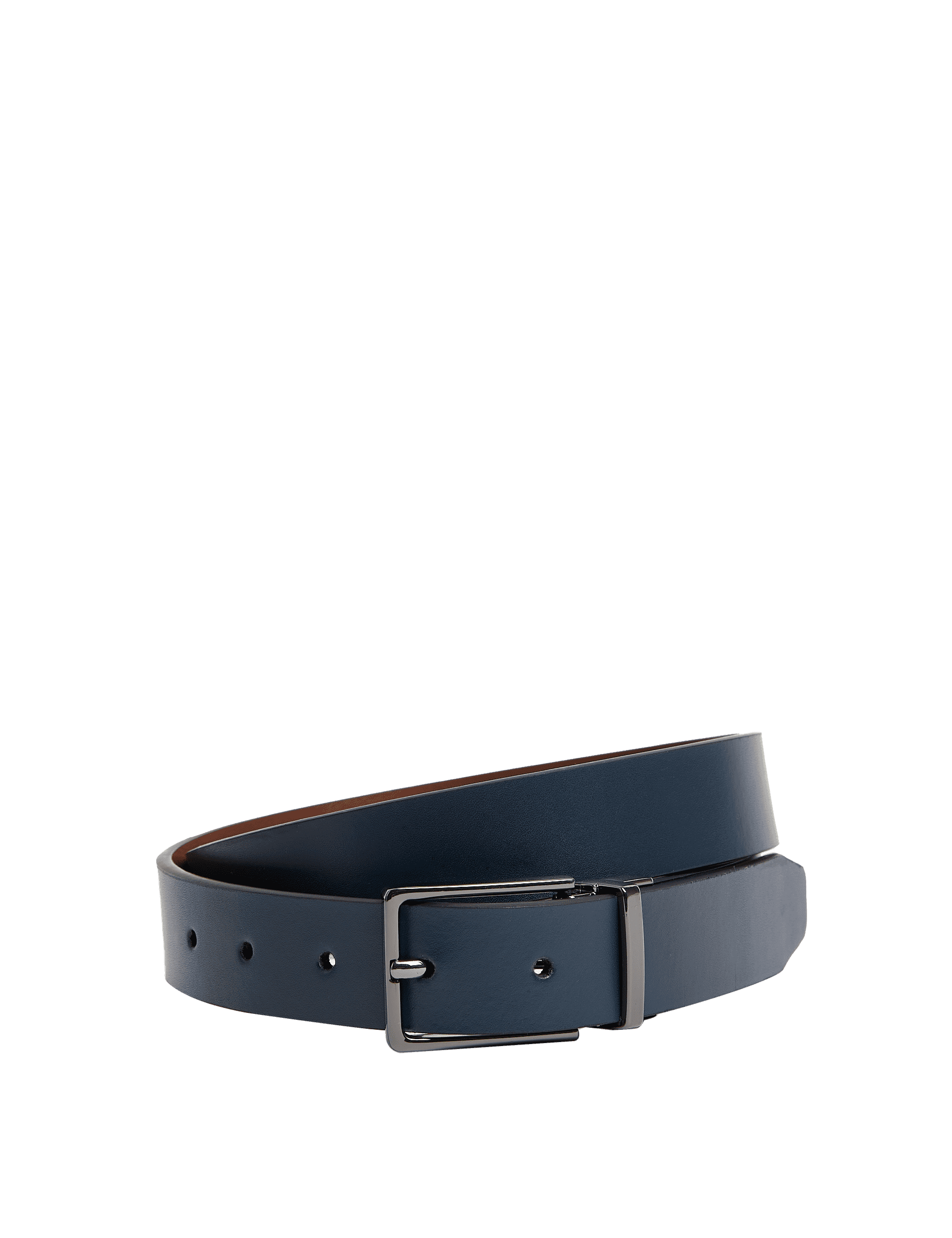 M&S Collection Men's Leather Reversible Belt - 34-36 - Navy Mix, Navy Mix