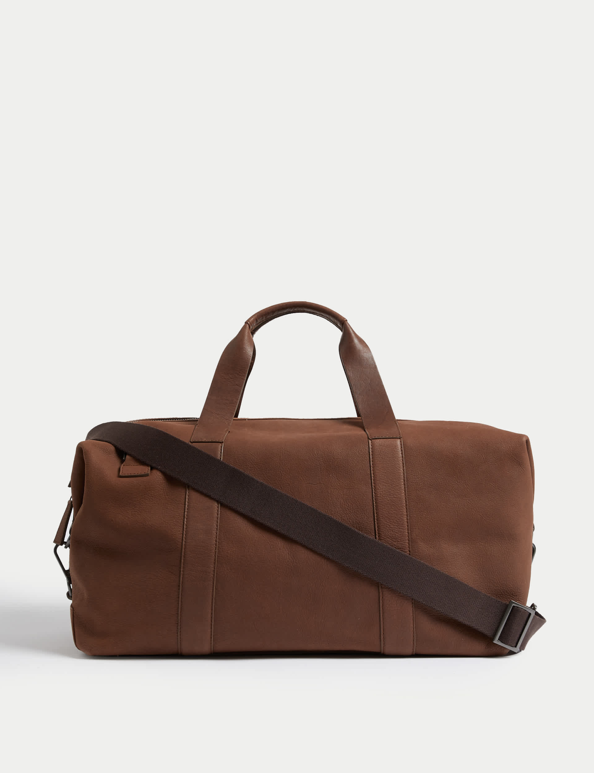 M&S Men's Premium Leather Weekend Bag - Tan, Tan