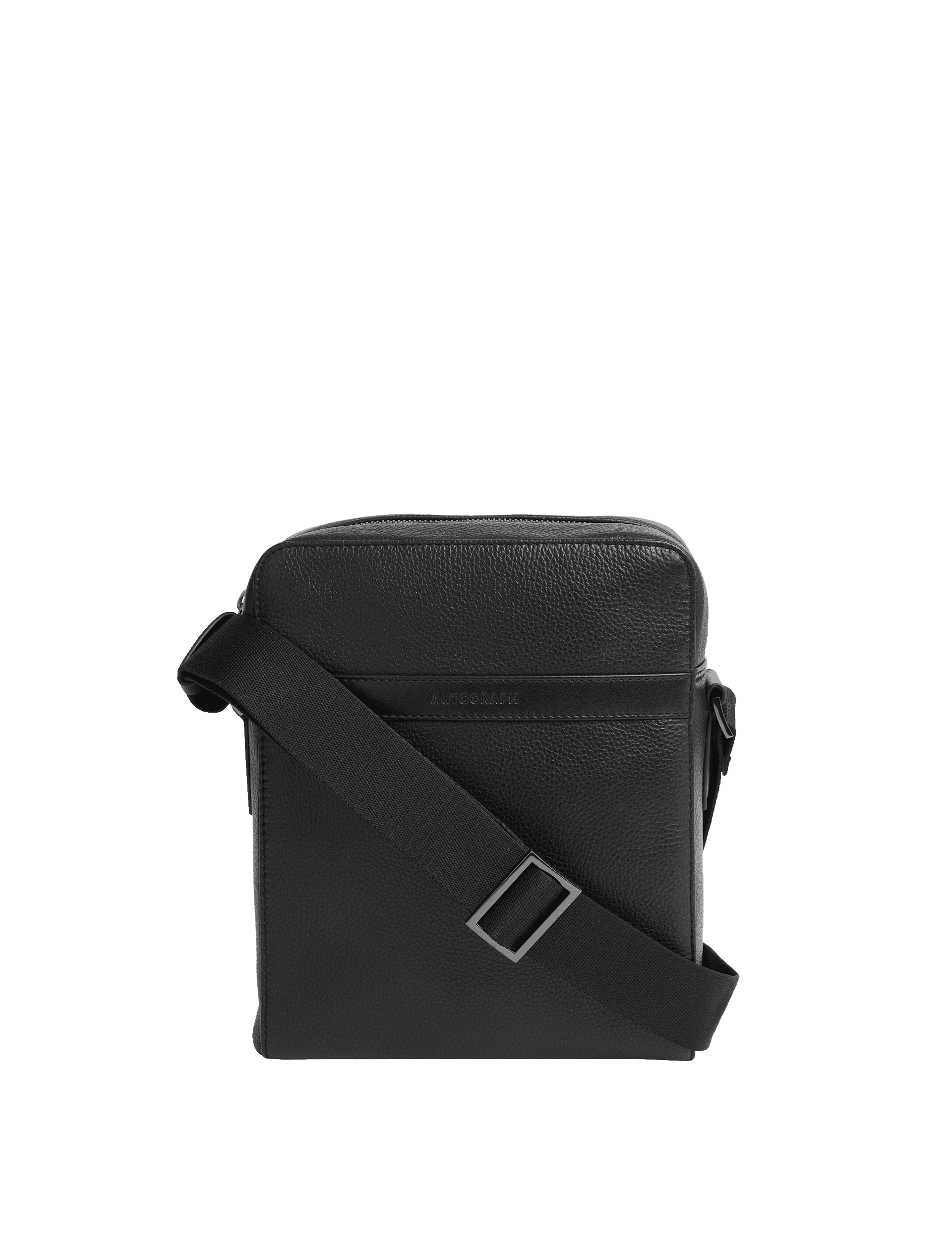 Autograph Men's Leather Pebble Grain Cross Body Bag - one size - Black, Black