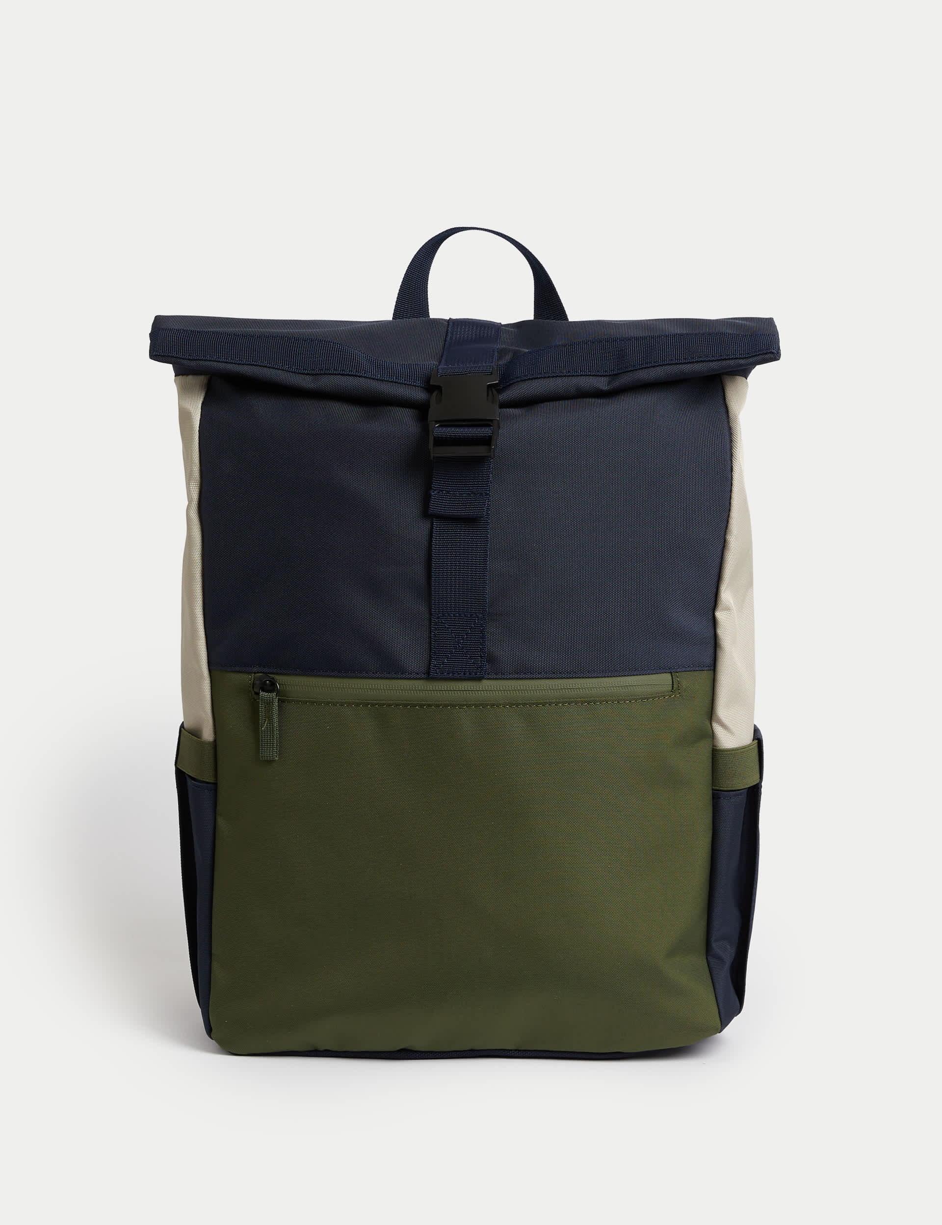 M&S Men's Recycled Polyester Scuff Resistant Rolltop Backpack - one size - Navy Mix, Navy Mix