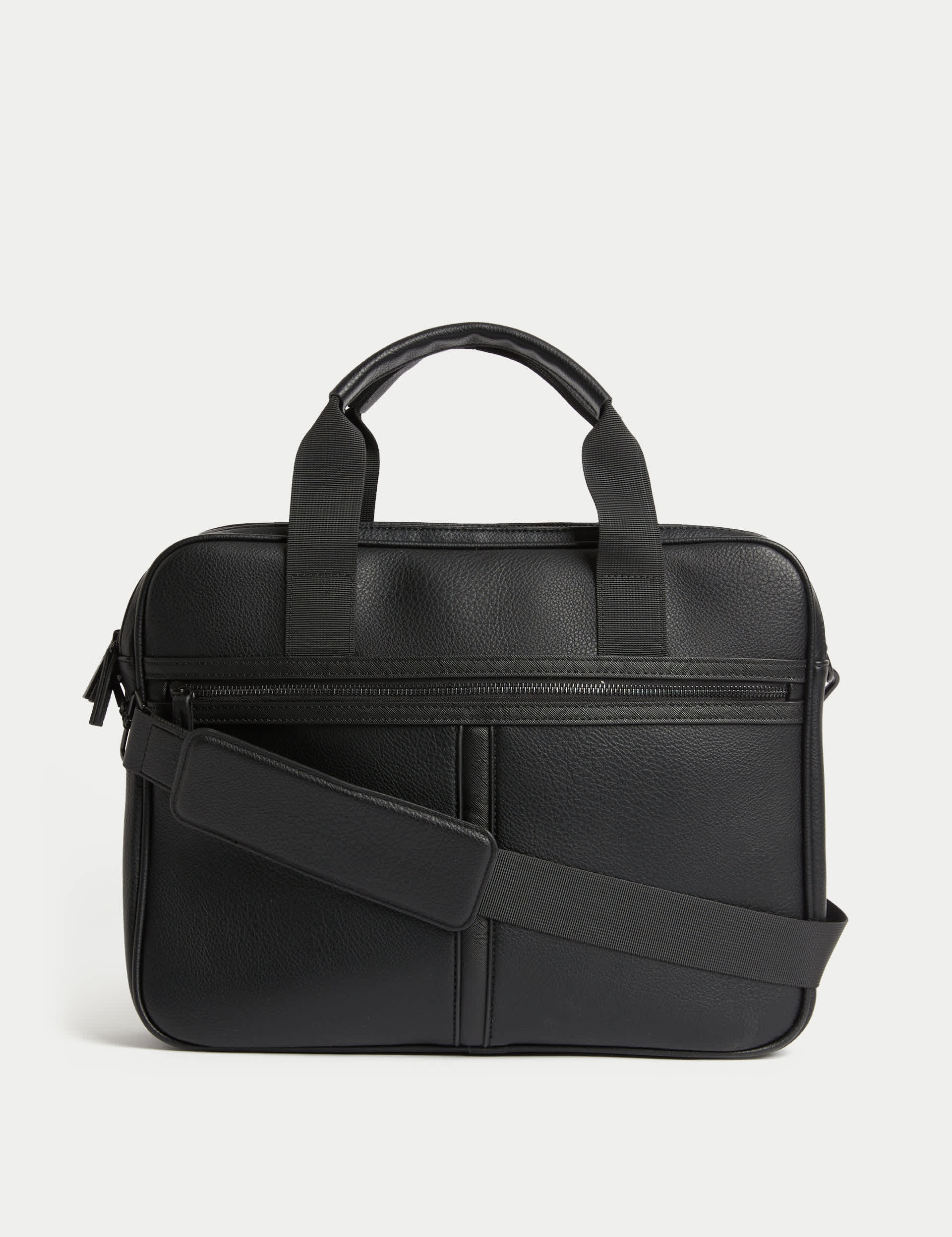 M&S Men's Textured Laptop Bag - Black, Black,Dark Navy