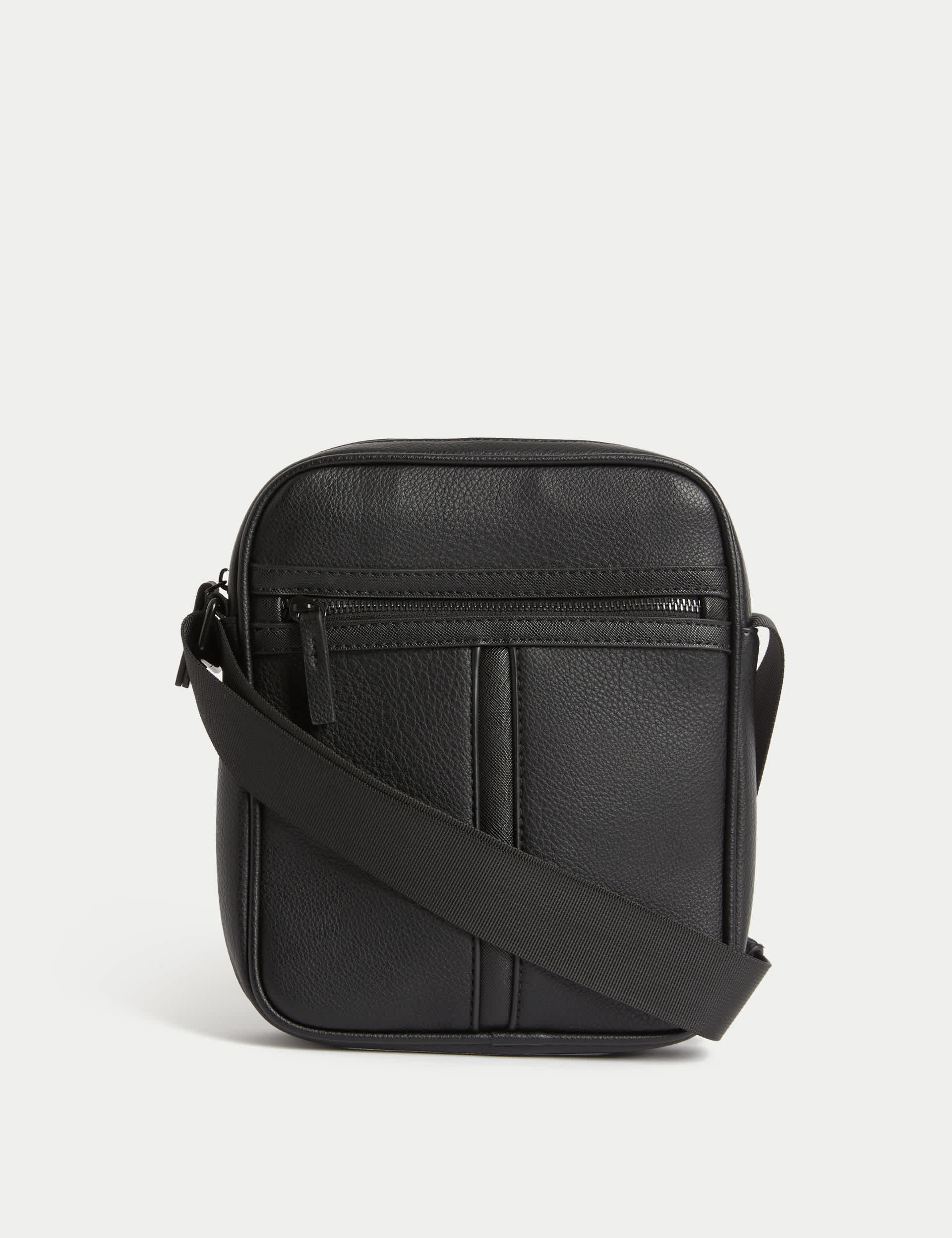 M&S Men's Textured Cross Body Bag - Black, Black