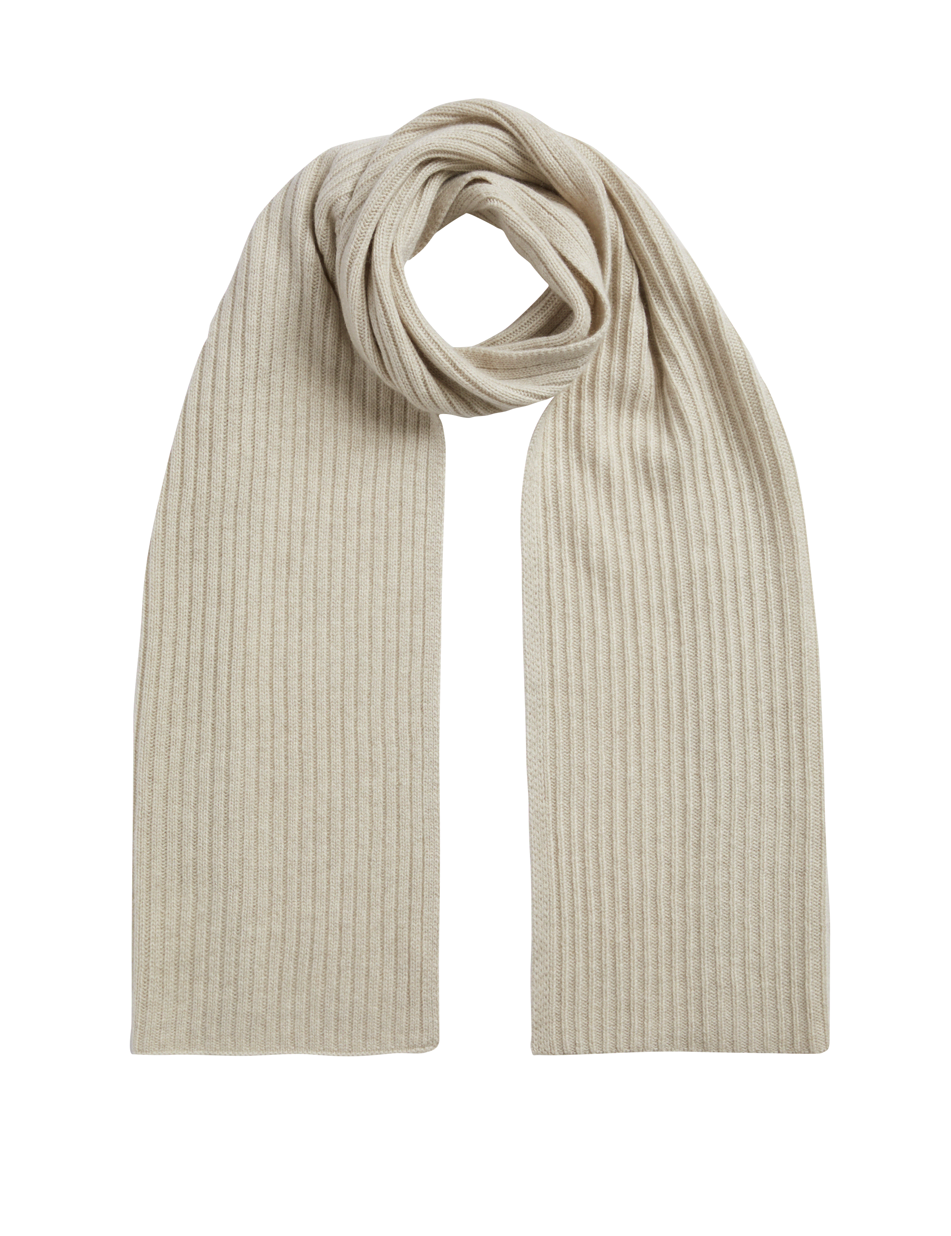 Autograph Men's Pure Cashmere Knitted Scarf - one size - Ecru, Ecru,Chocolate