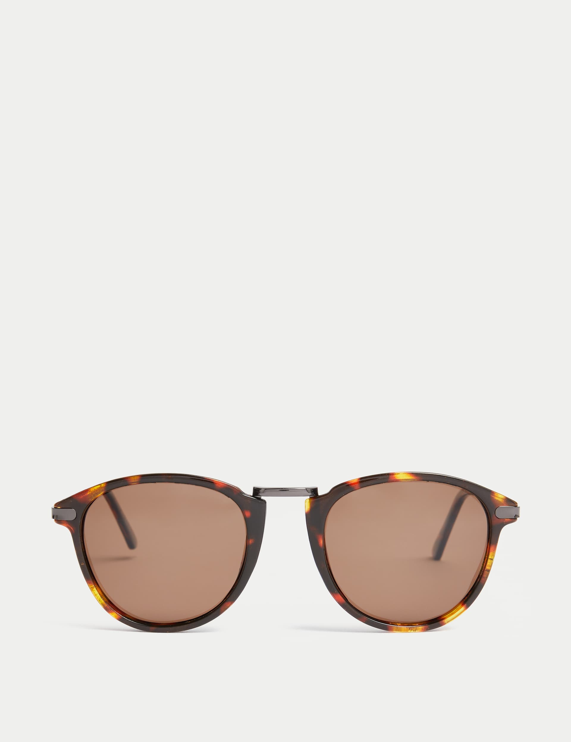 M&S Men's Round Polarised Sunglasses - Brown Mix, Brown Mix,Dark Grey