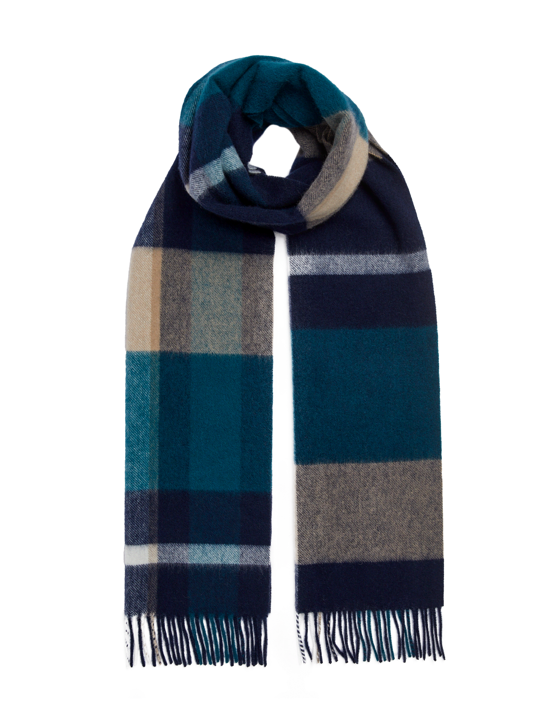 Autograph Men's Pure Merino Wool Checked Scarf - one size - Teal Mix, Teal Mix