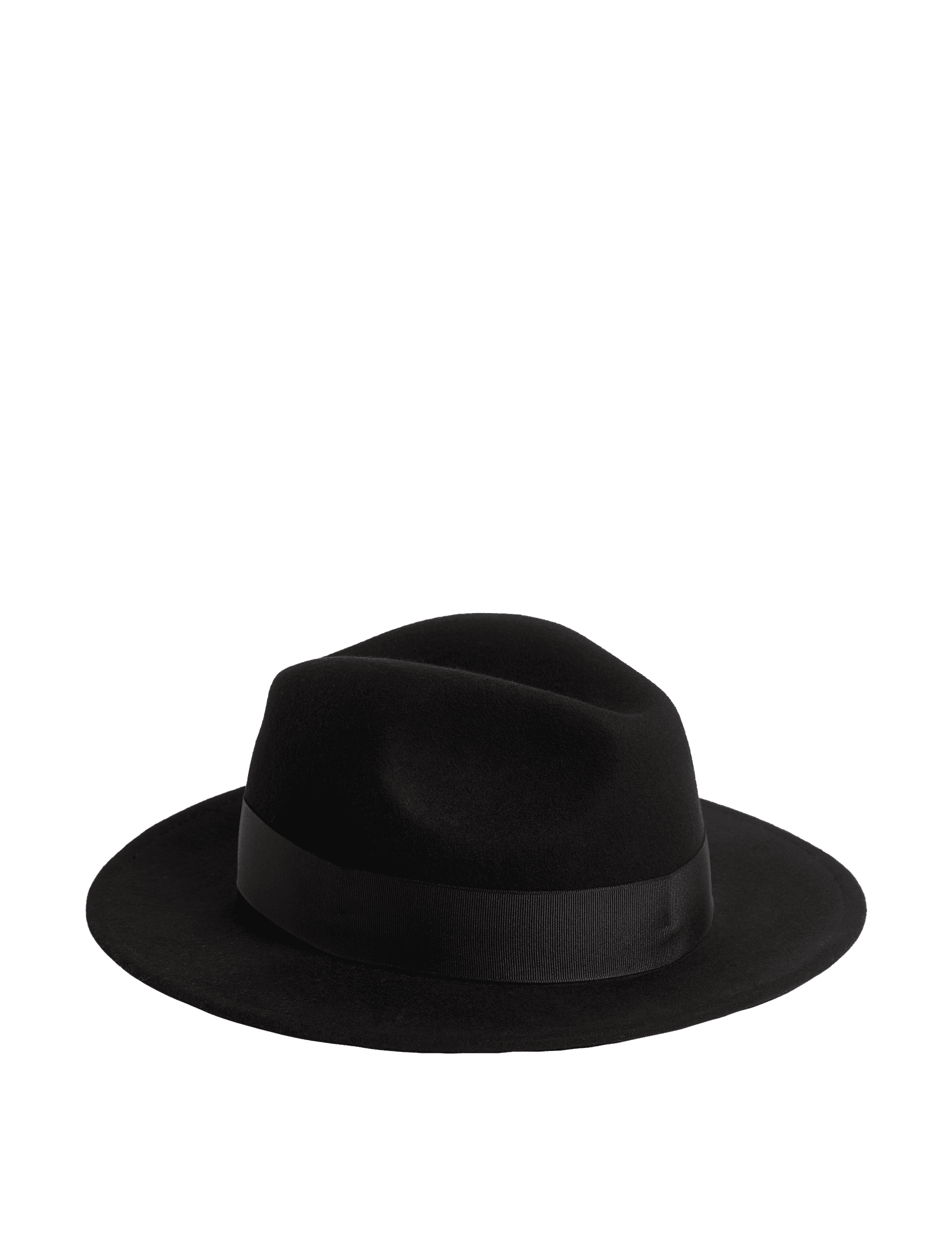 M&S Collection Men's Pure Wool Fedora Hat with Stormwear - L-XL - Black, Black