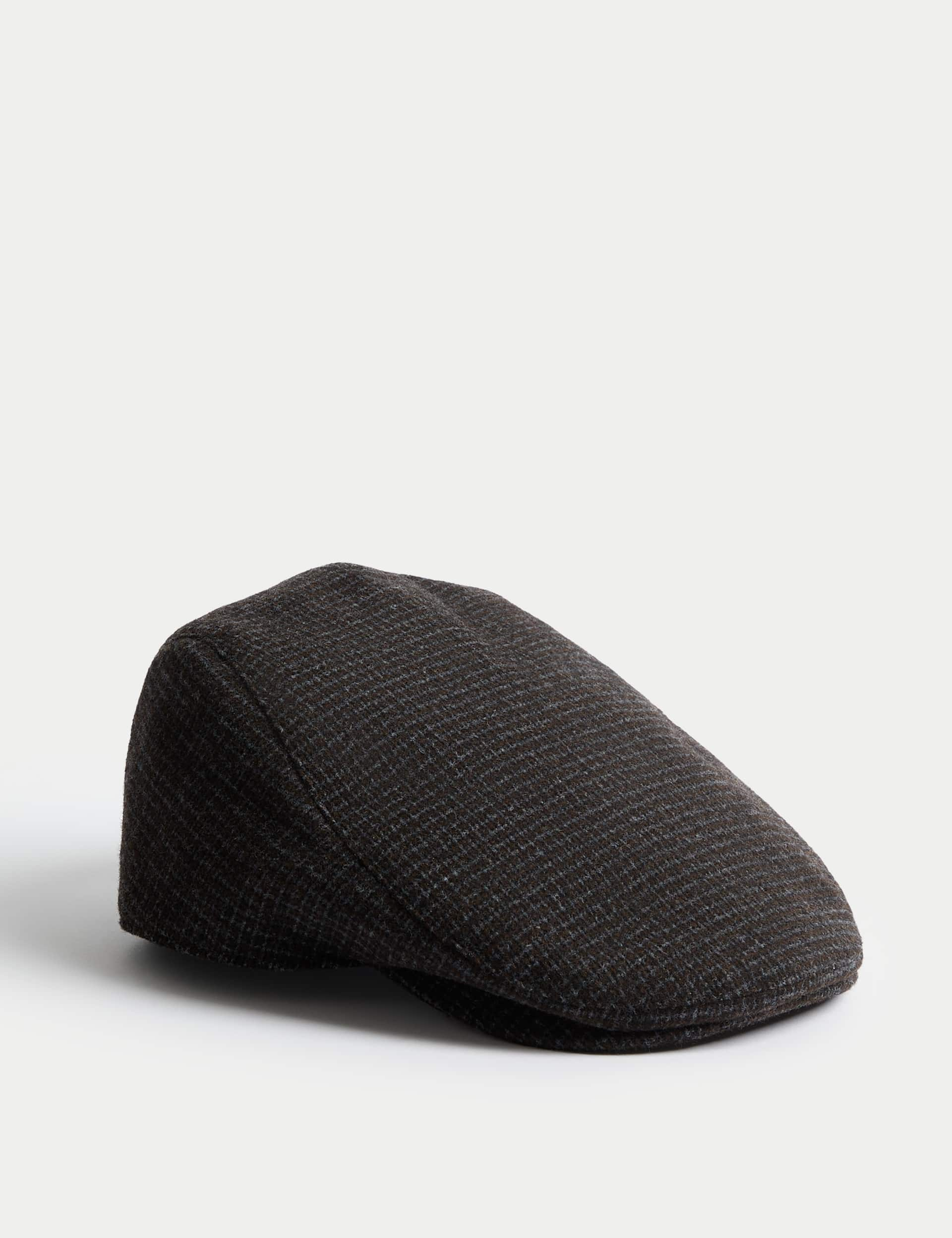 M&S Men's Textured Flat Cap with Thermowarmth - S-M - Grey Mix, Grey Mix