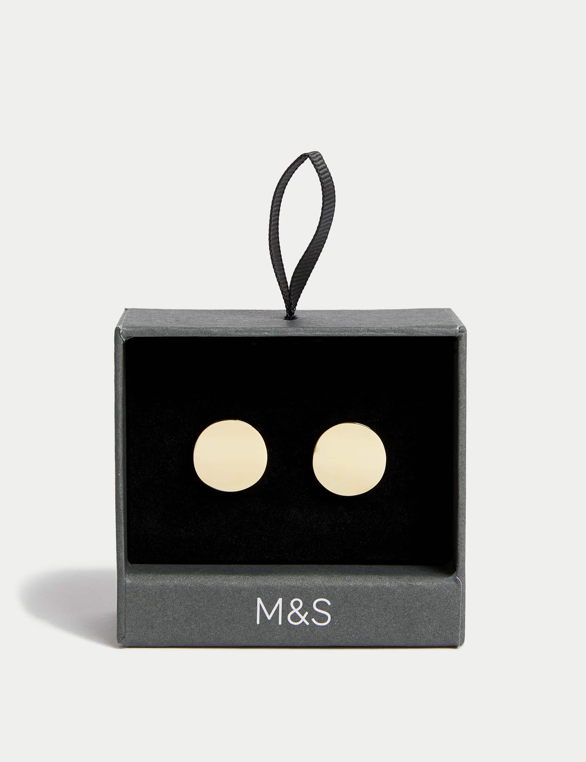 M&S Men's Gold Plated Circle Cufflinks  Gold