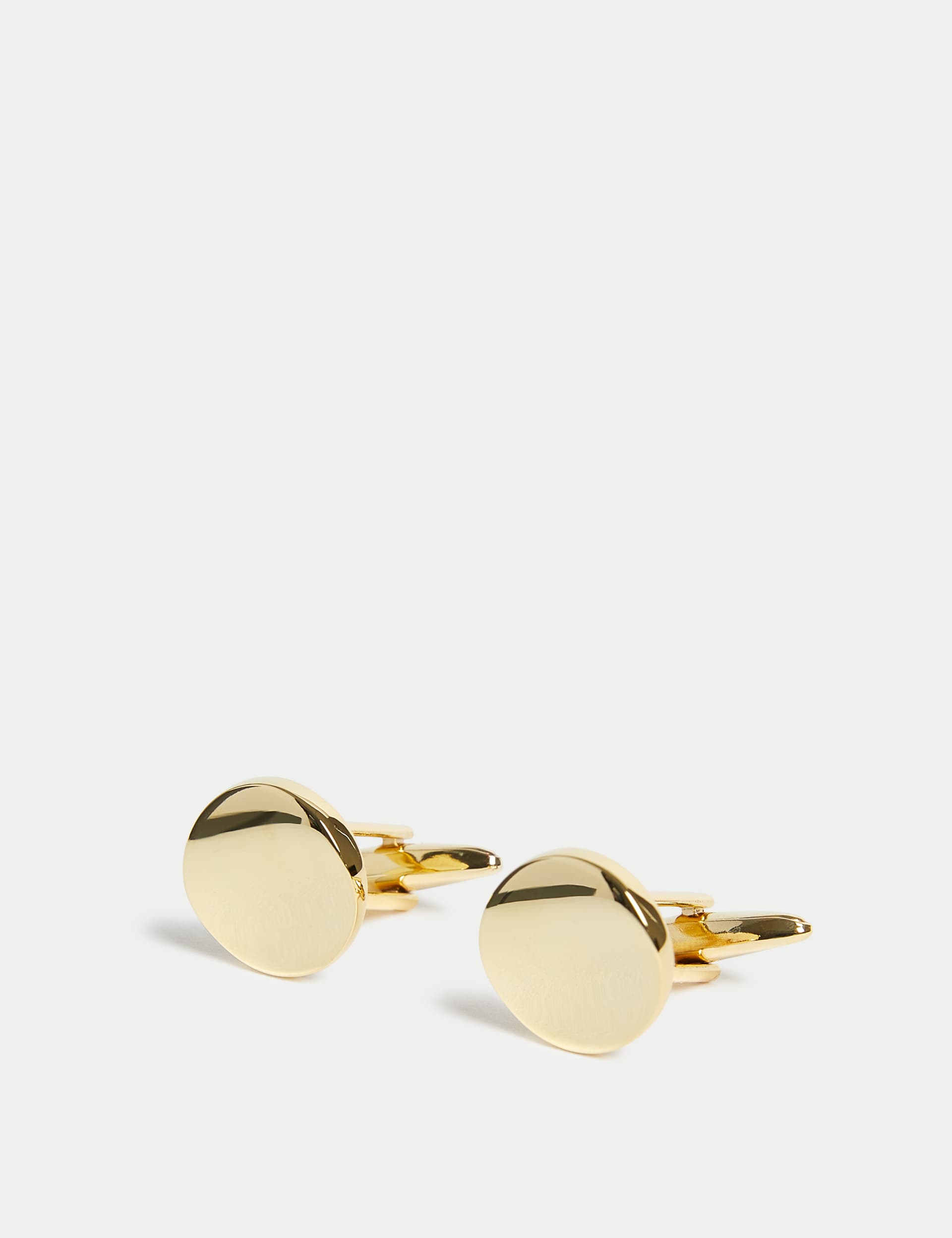 M&S Collection Men's Gold Plated Circle Cufflinks - one size, Gold