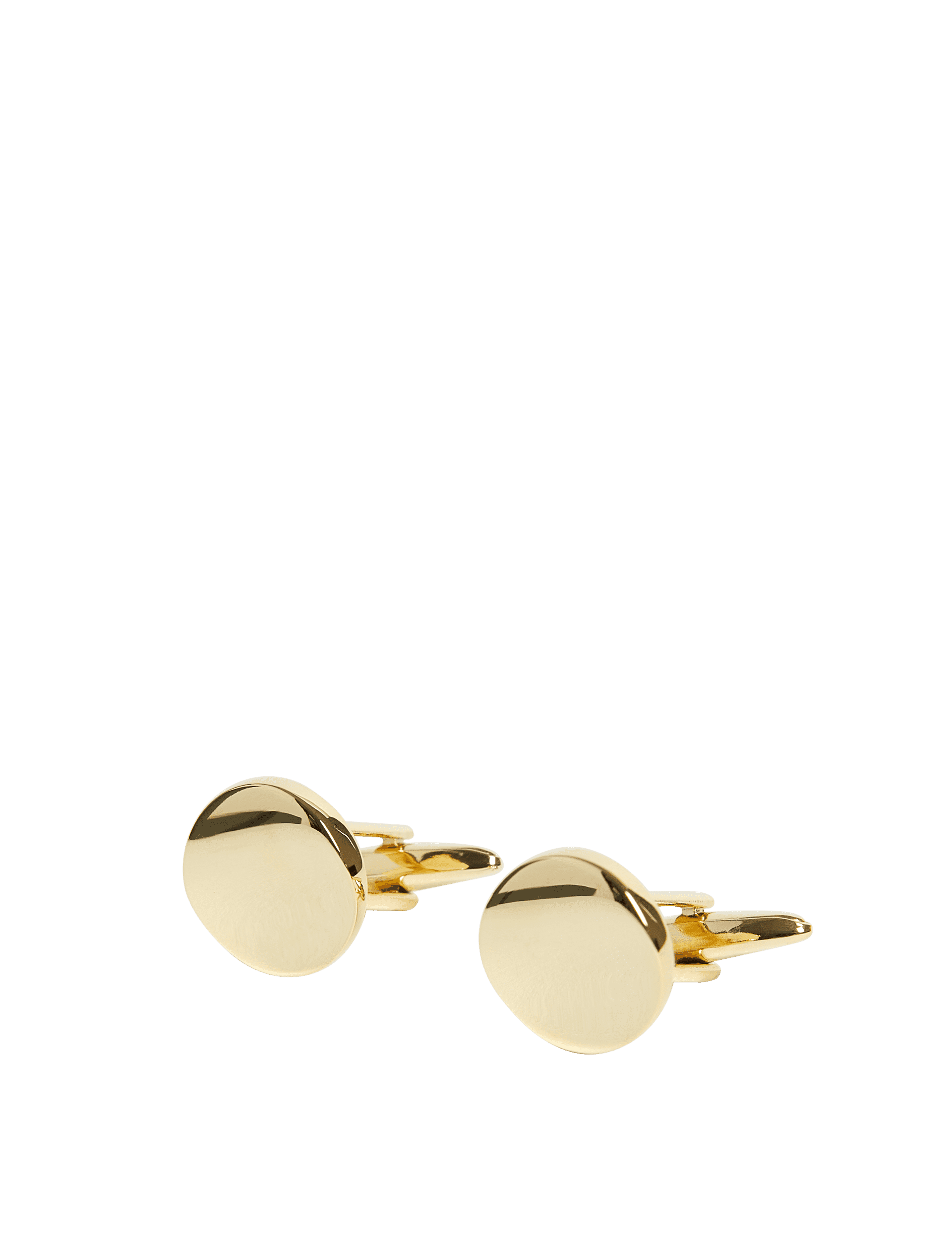 M&S Collection Men's Gold Plated Circle Cufflinks - one size, Gold