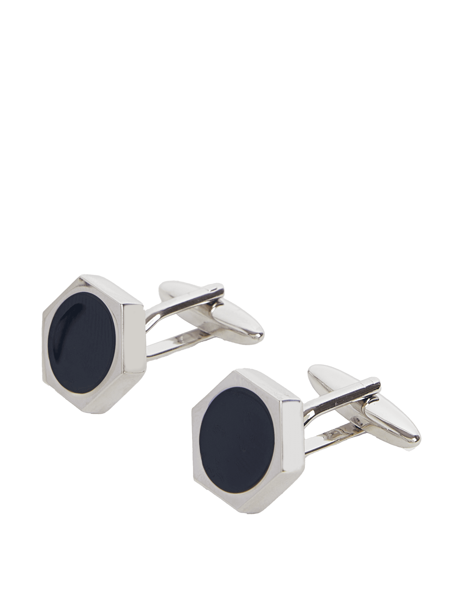 M&S Collection Men's Hexagonal Cufflinks - one size - Silver, Silver