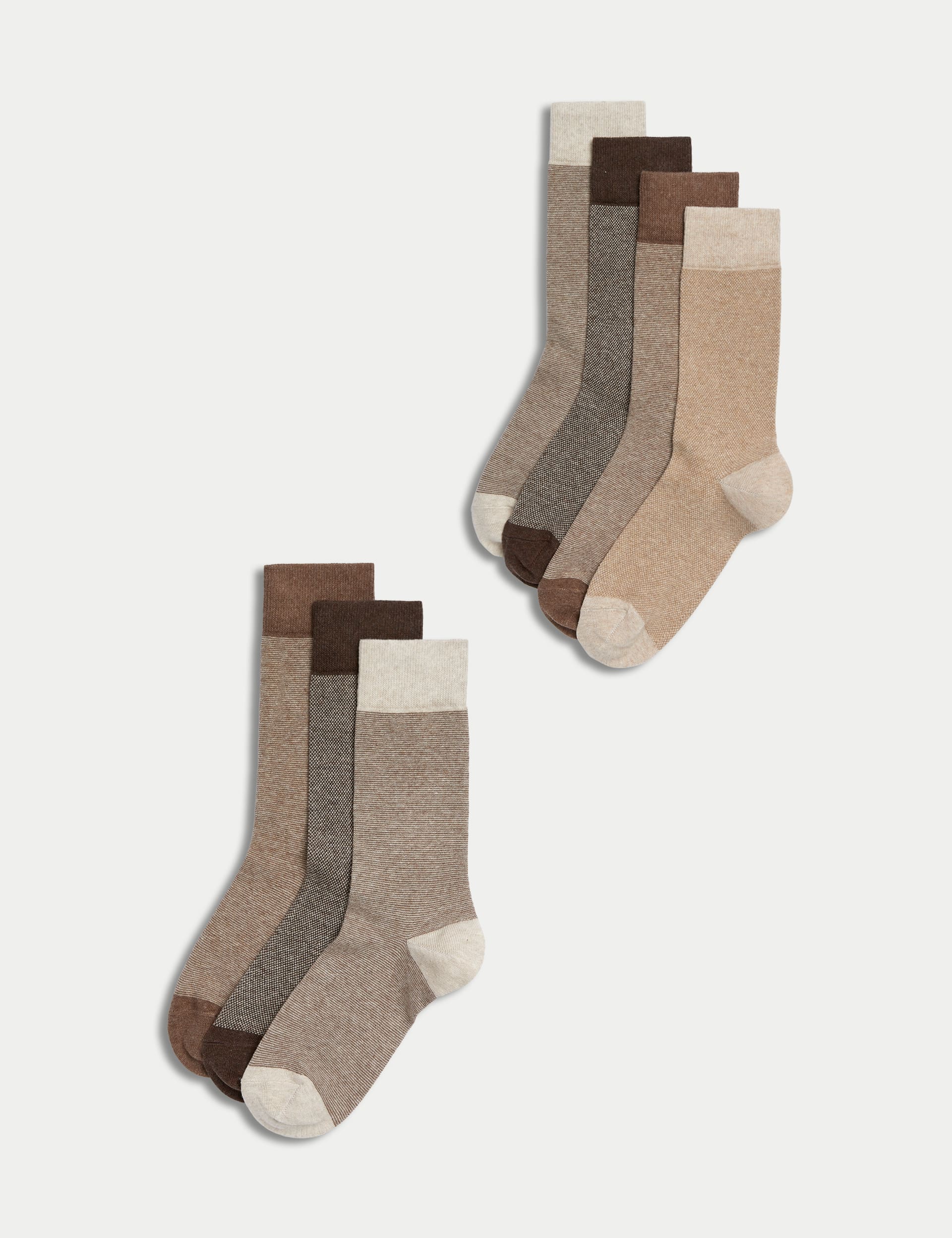 M&S Men's 7pk Cool & Fresh Socks - 9-12 - Soft Brown Mix, Denim Mix,Soft Brown Mix,Medium Grey Mix,