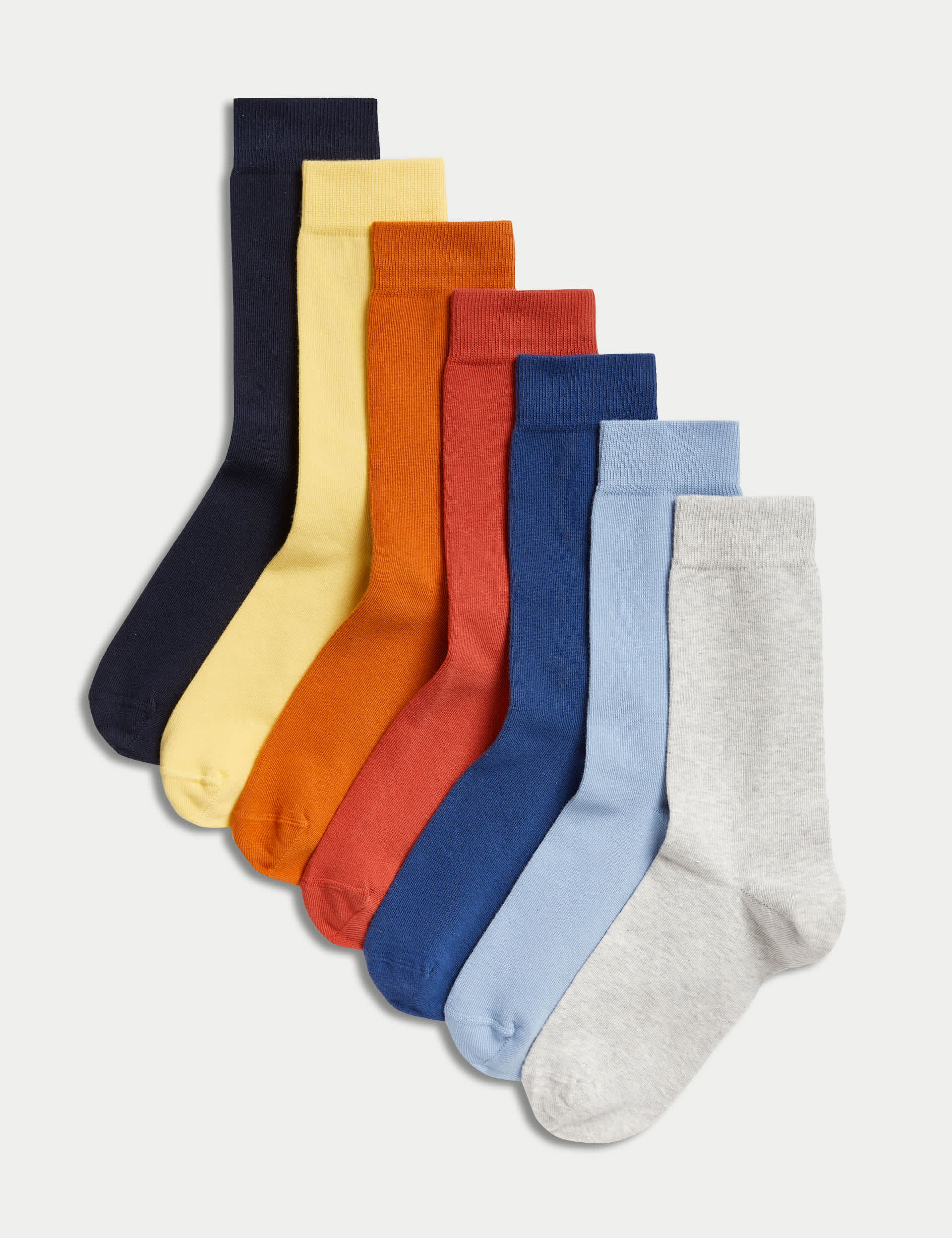 M&S Men's 7pk Cool & Fresh Cotton Rich Socks - 9-12 - Multi, Multi